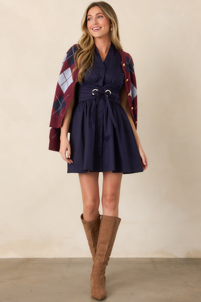 navy blue dress and brown boots Come Together Cotton Belted Mini boho beach dress for women offering a light and Medium Heather Grey Salomez Size:XL: M 11-12.5