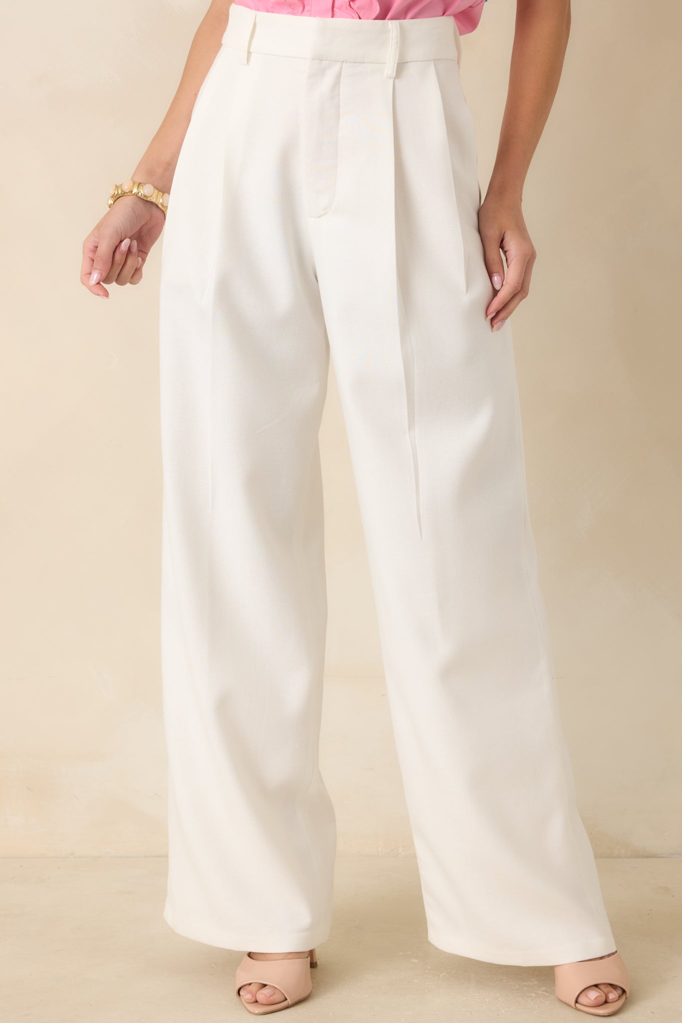 ASTR The Label Talulla Ivory Cotton Linen Wide Leg Pants | Red Dress
