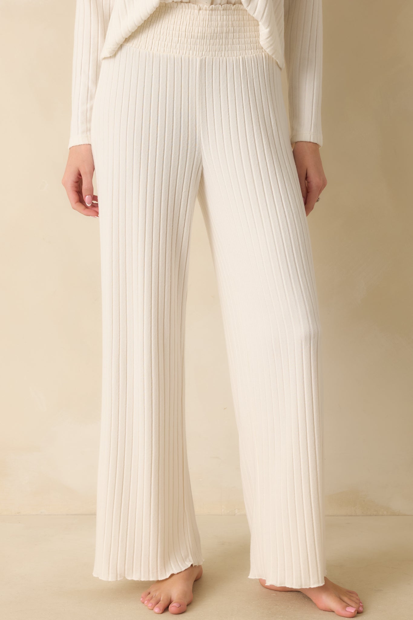 Z Supply Ivory Dawn Smocked Rib Pants | Z Supply