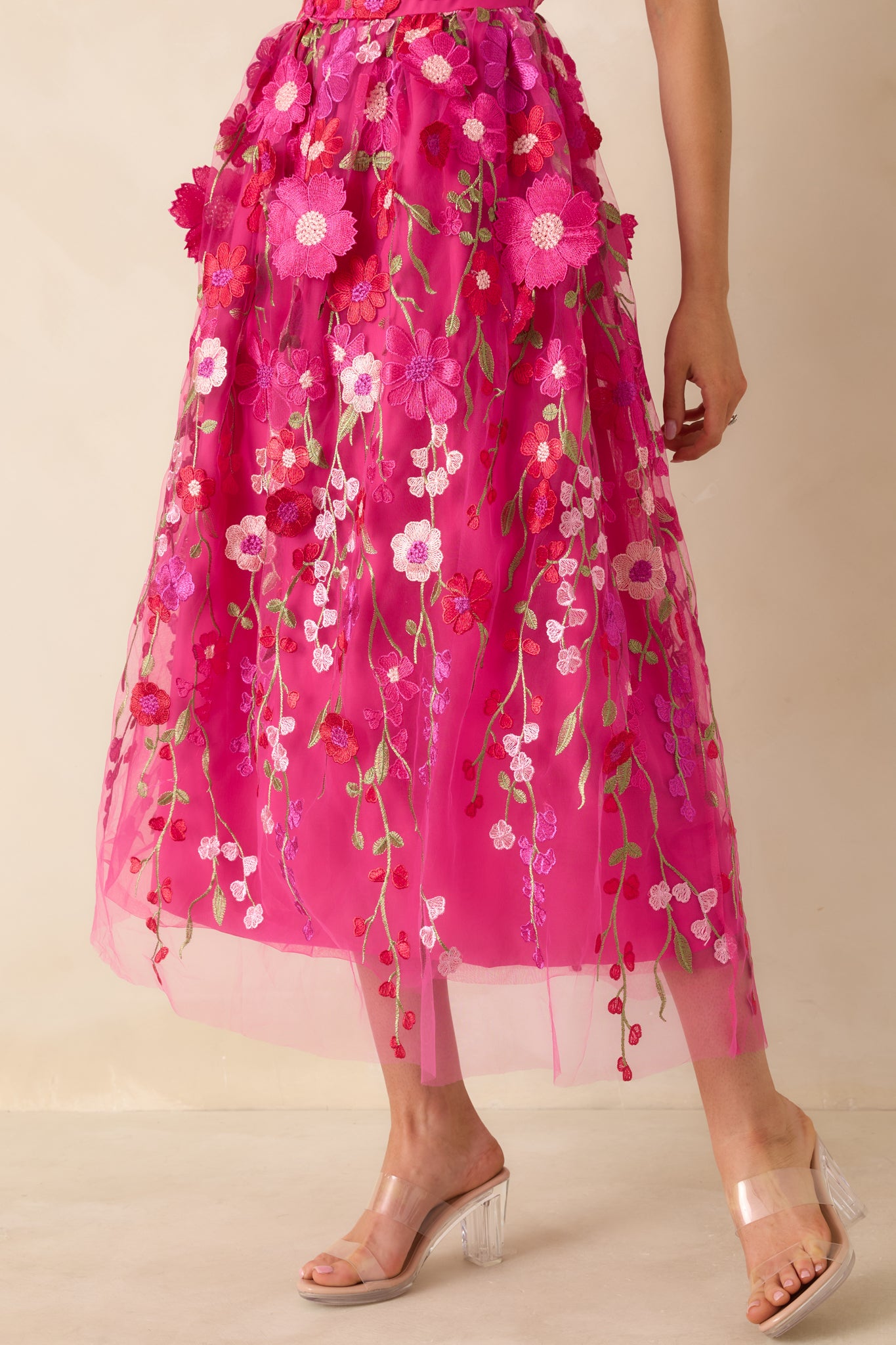 Fuchsia Pink Floral Maxi Dress - All Dresses | Red Dress