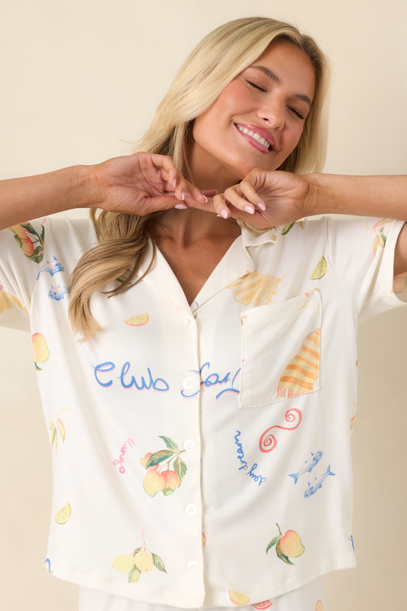 トップス lessix PAJAMA SHIRT Z Supply Vanilla Ice Beach Days Pajama Top | All Tops