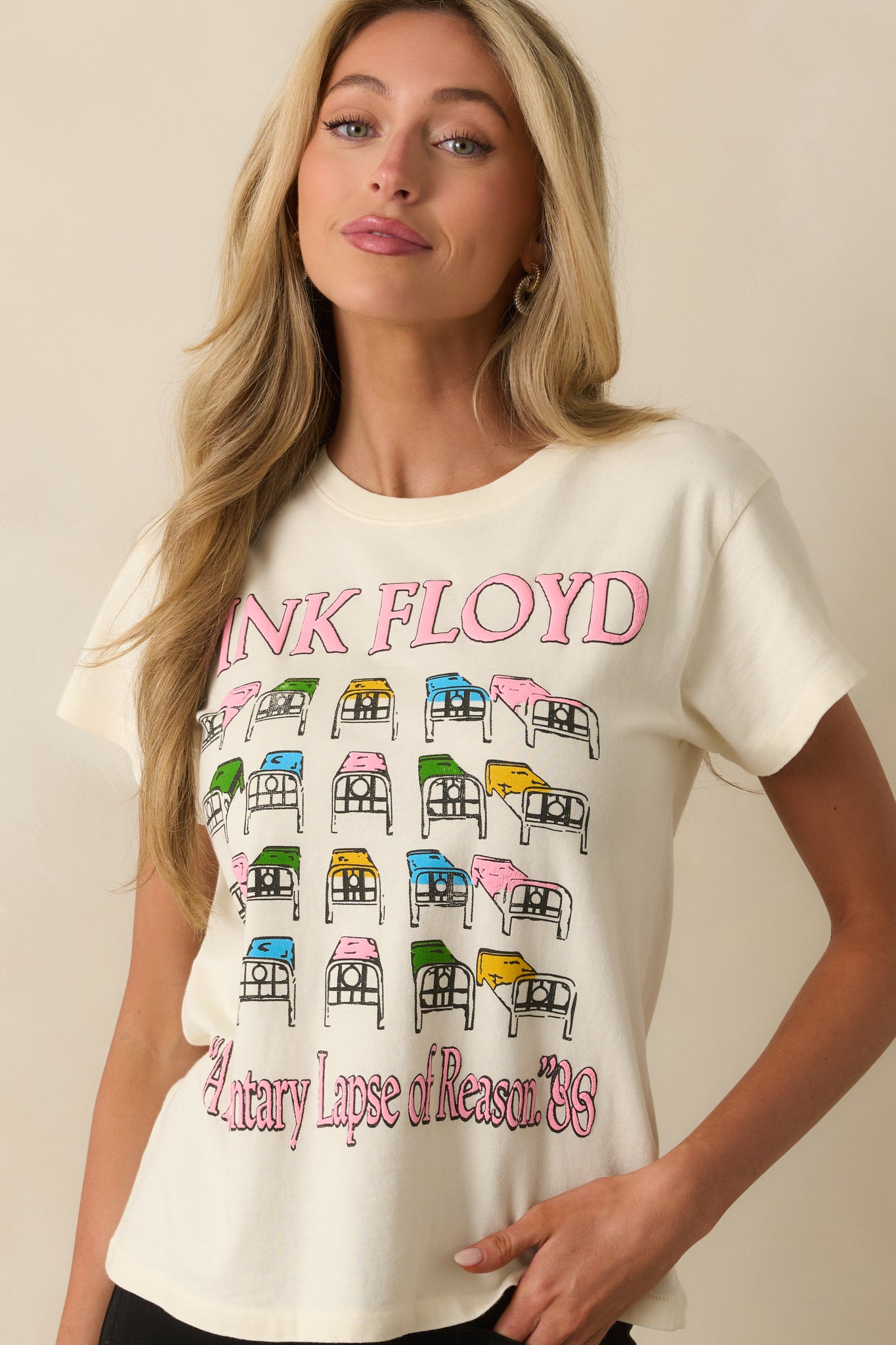 A cropped waist-level view capturing the hemline and lower section of the graphic.