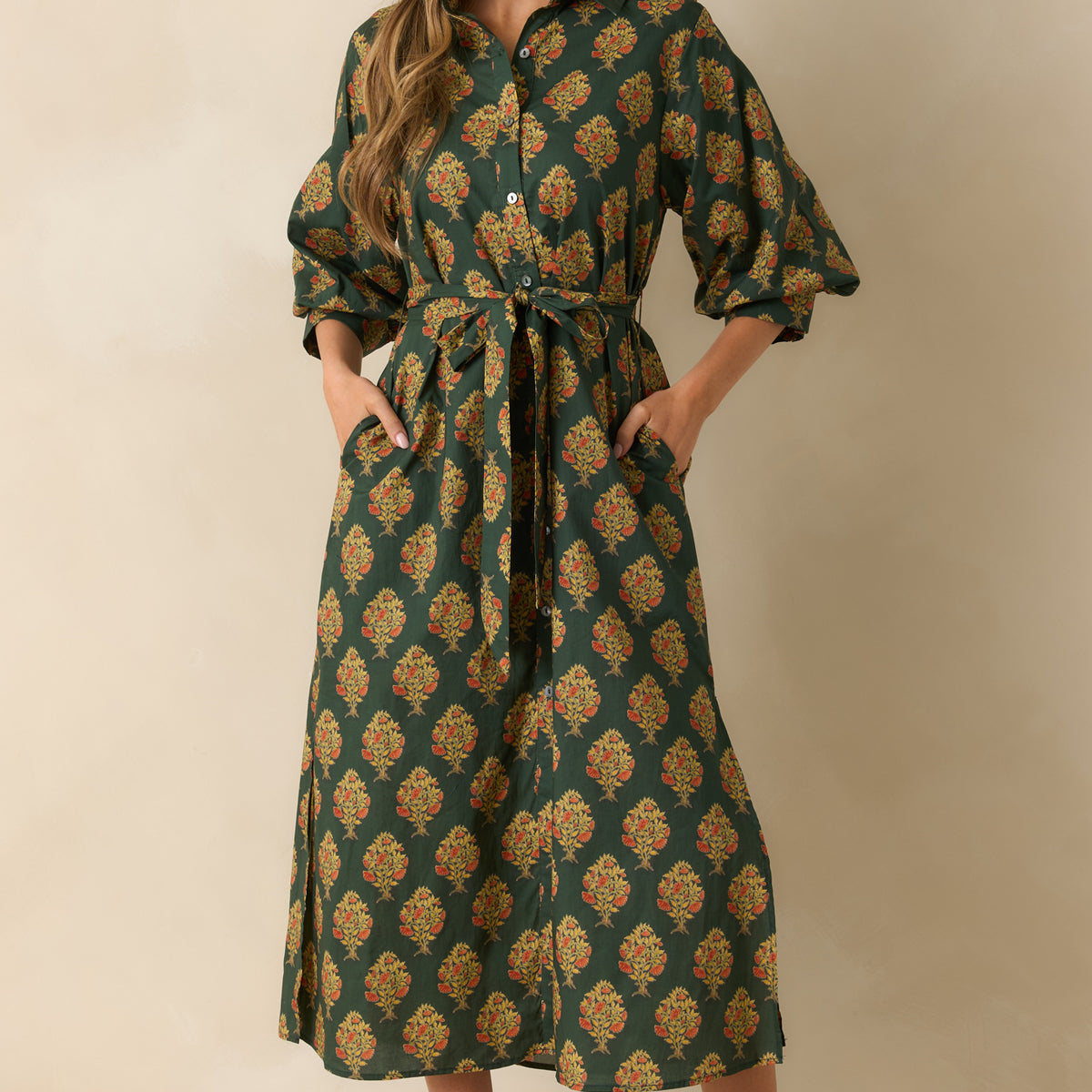 slim fit dress slacks Buy Green Floral Printed Tiered Spaghetti Dress and Short Jacket Set Online  for Woman main image 1