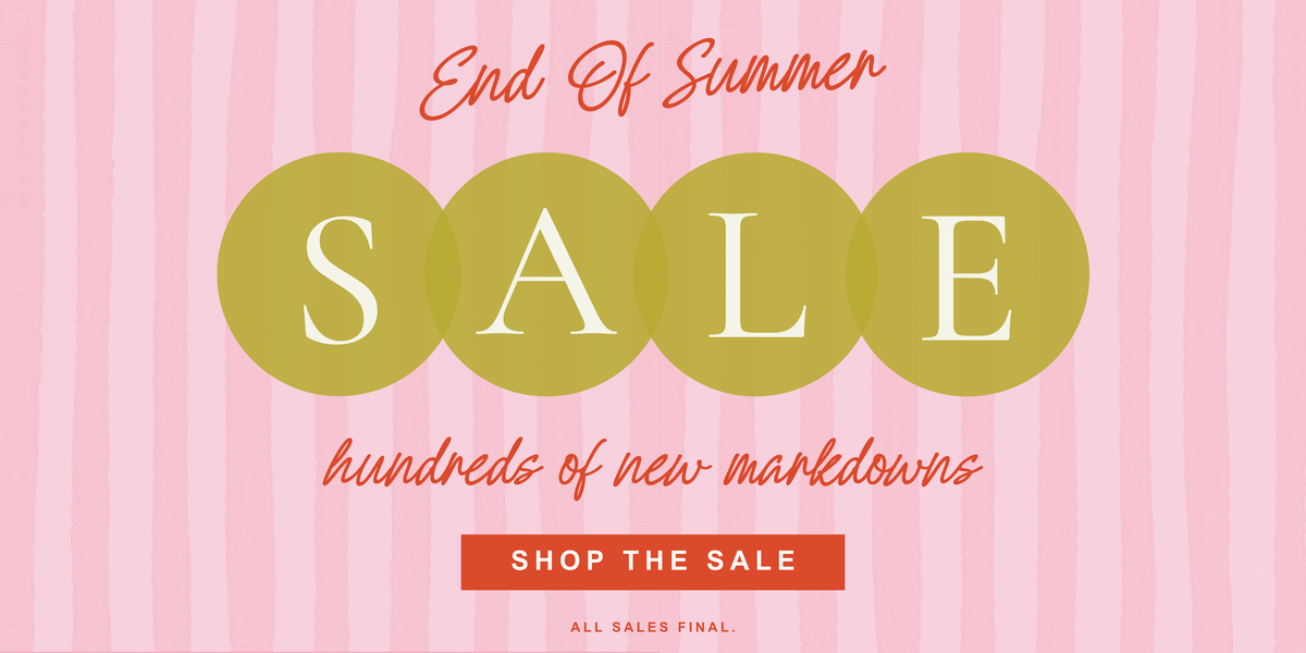  A pink striped sale graphic reading "End Of Summer SALE: hundreds of new markdowns. SHOP THE SALE. ALL SALES FINAL."