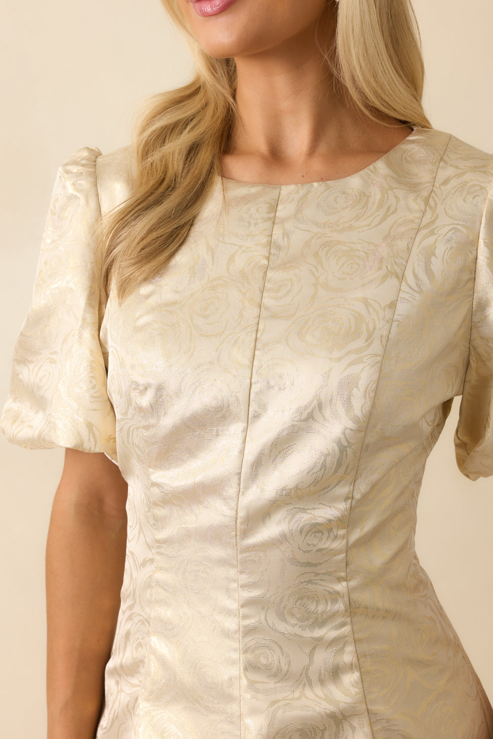 ROSY MOOD FLORAL WOVEN MIDI DRESS