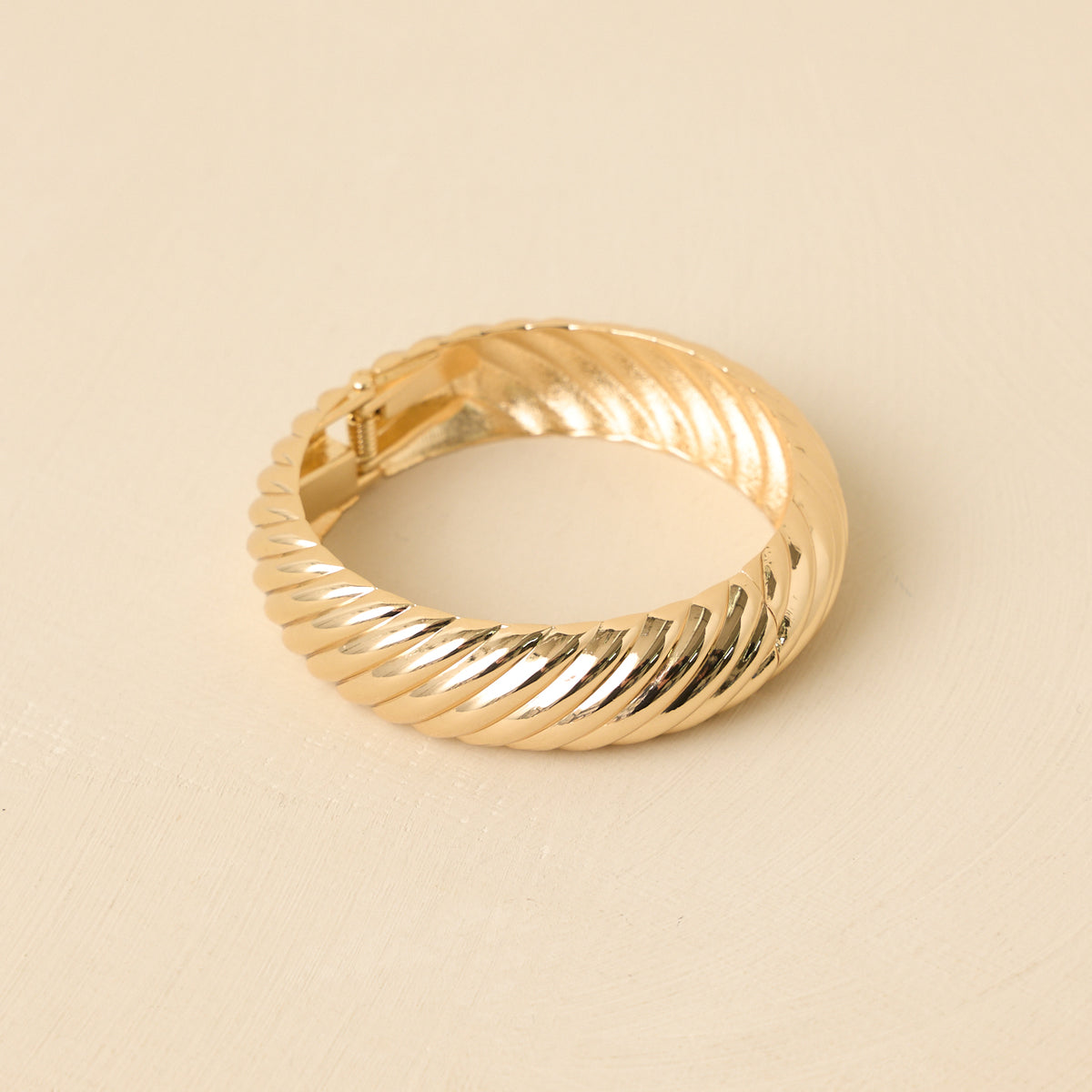 Gold Textured Bangle Bracelet - All Bracelets | Red Dress