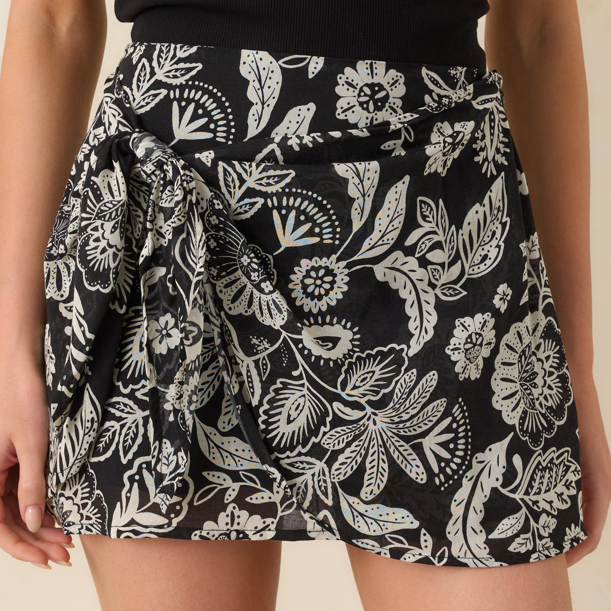 Z Supply Black & Ivory Lorna Luz Floral Mini Skirt | Red Dress