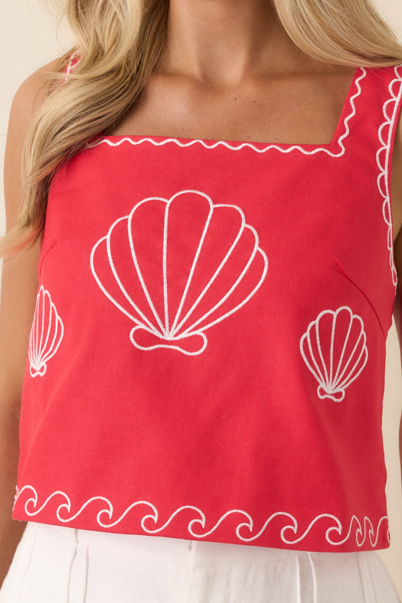トップス theredthread message tank red トップス theredthread message tank red Wide Angle Strap Tank Top