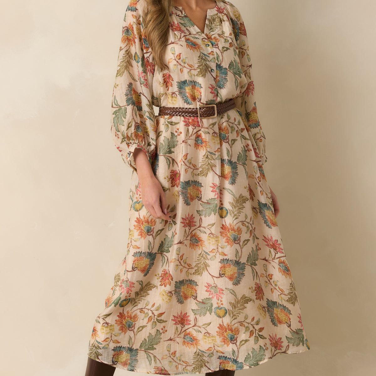 beige dress with red flowers Silyia – Women Dark beige Flat sandal main image 1