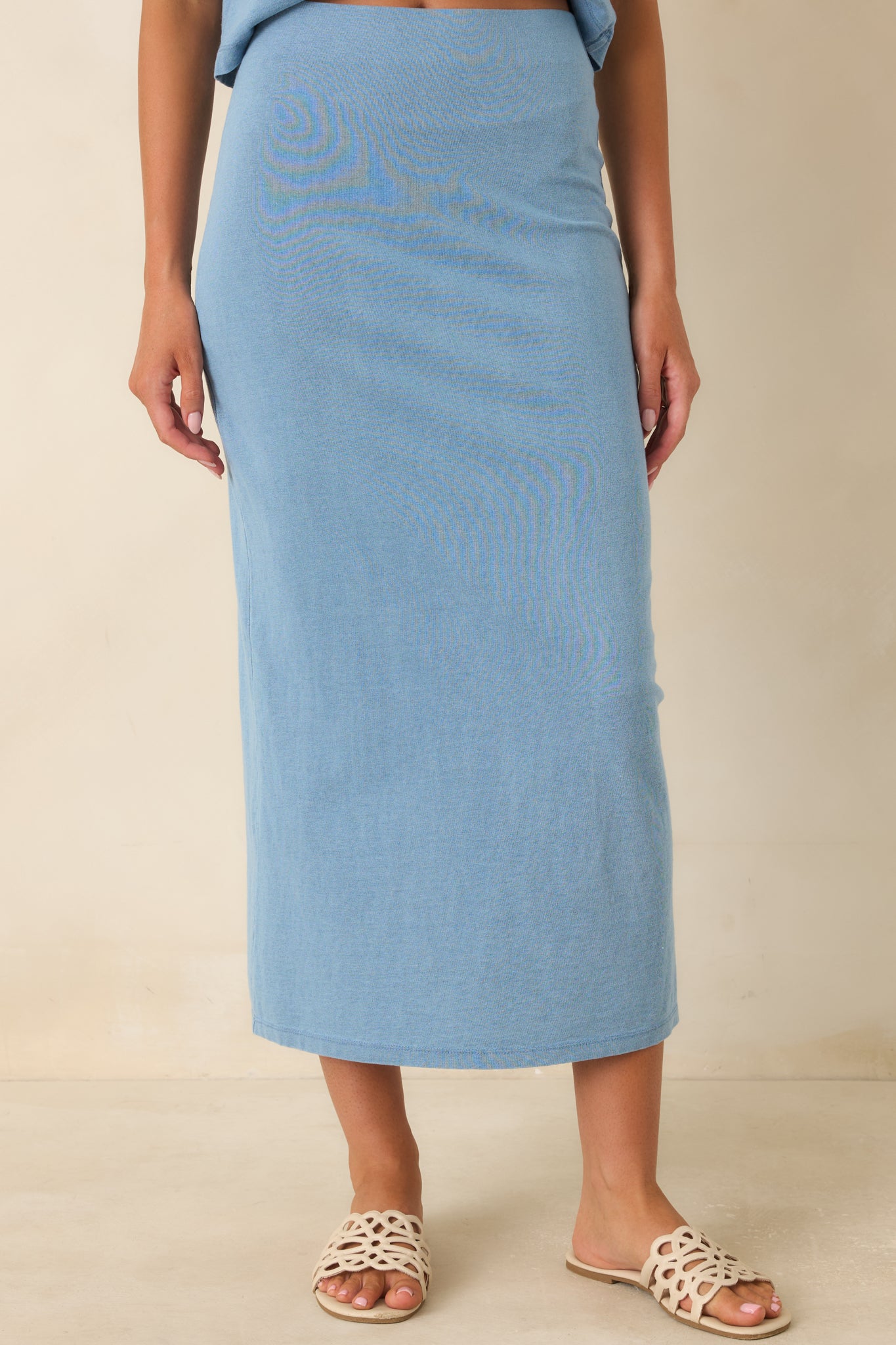 Gail Washed Indigo Cotton Jersey Denim Midi Skirt | Z Supply