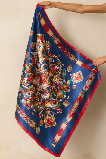 Marble Effect Satin Scarf Multicolor