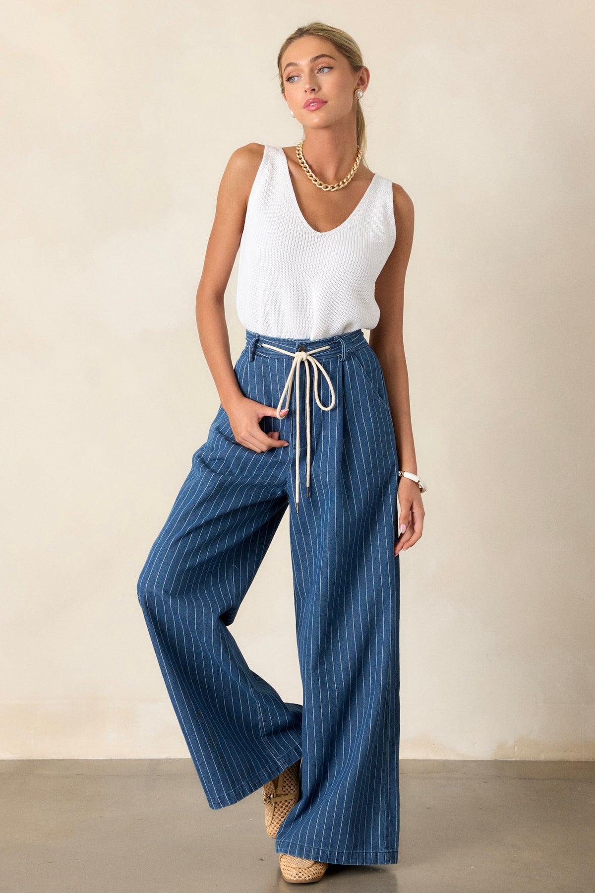 Into The Blue Wide Leg Pants with Exposed Seams main image 0