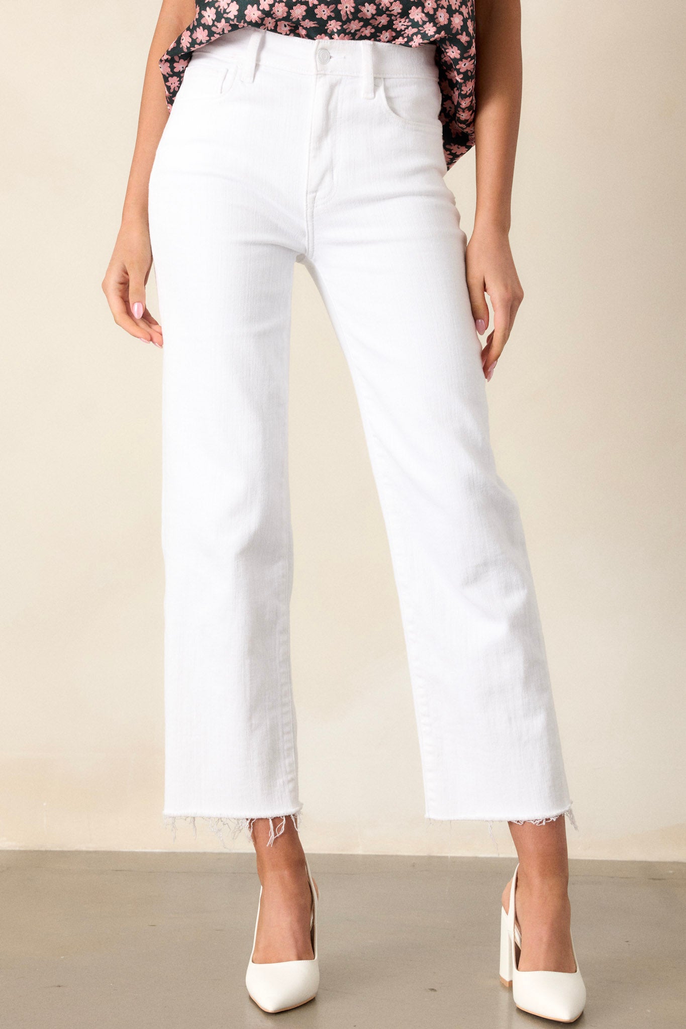 White High Rise Cropped Wide Leg Jeans - All Denim | Red Dress