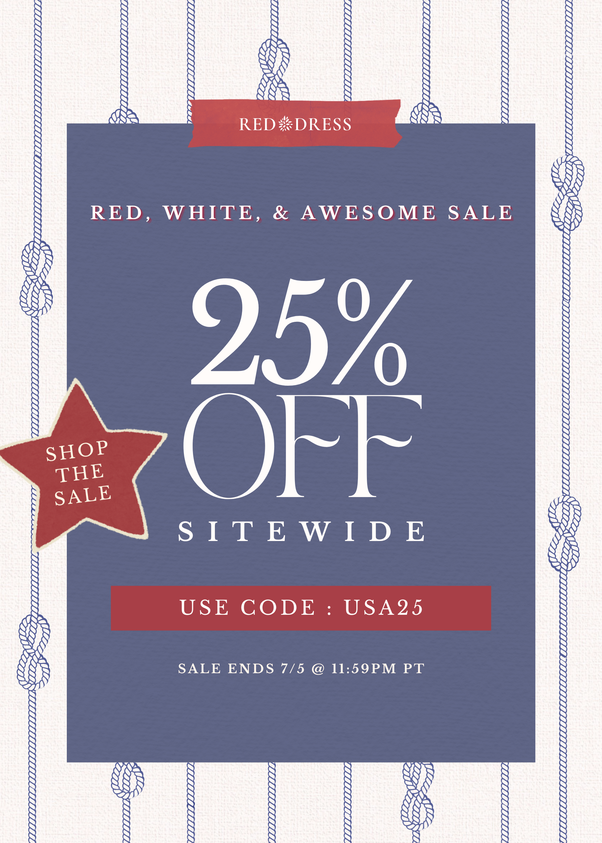 25% off site wide sale banner promotion, using code USA25