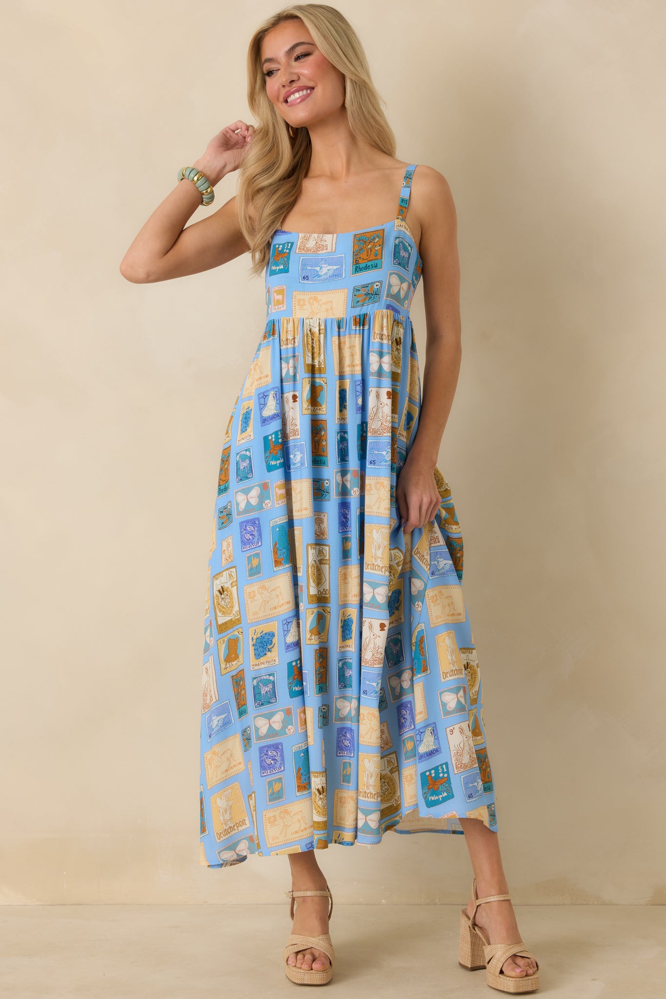 Straight-on front angle showing the easy fit through the waist and hips and smooth fabric drape.