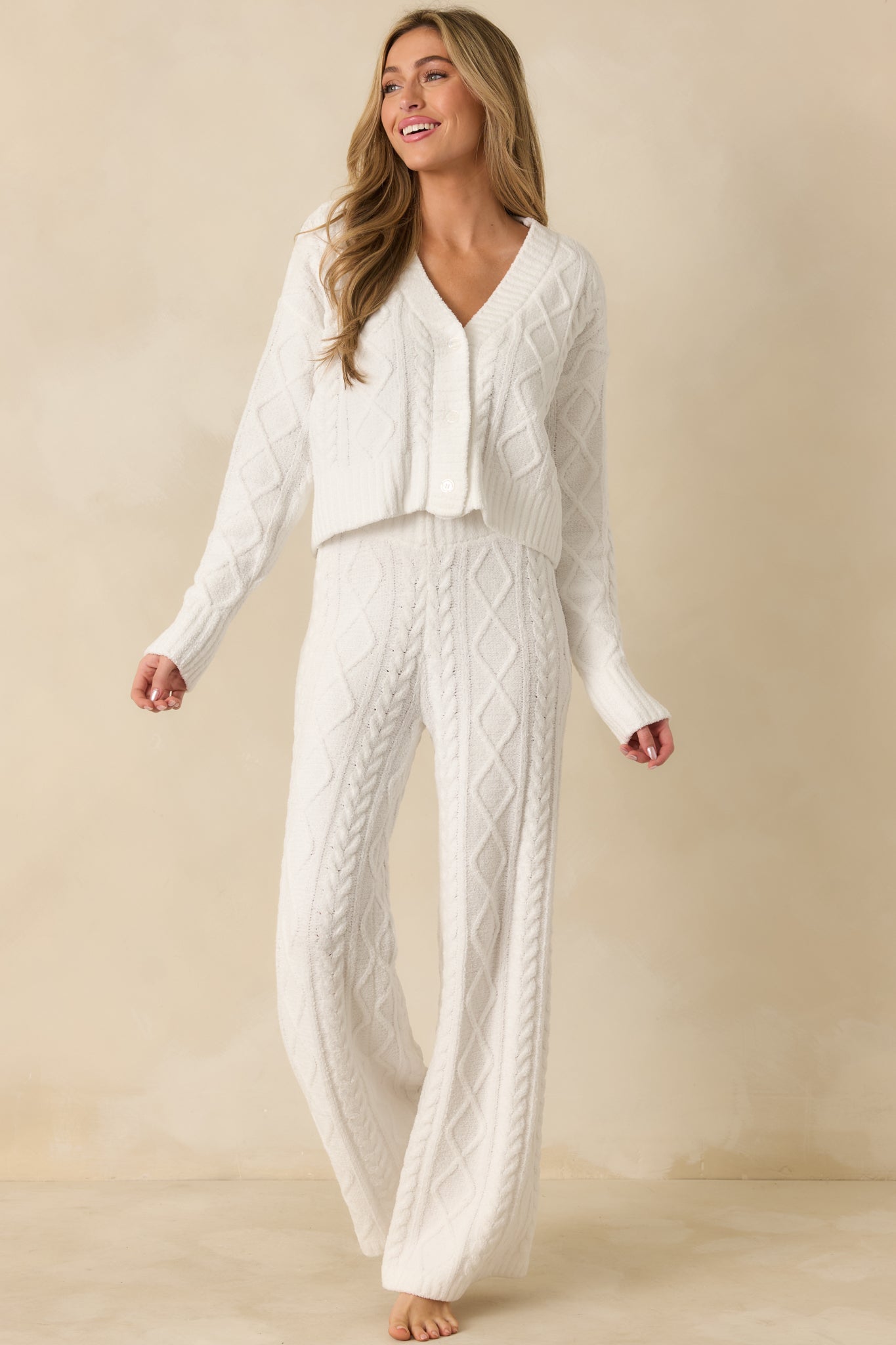 Z Supply Gemma Ivory Cable Knit Pants