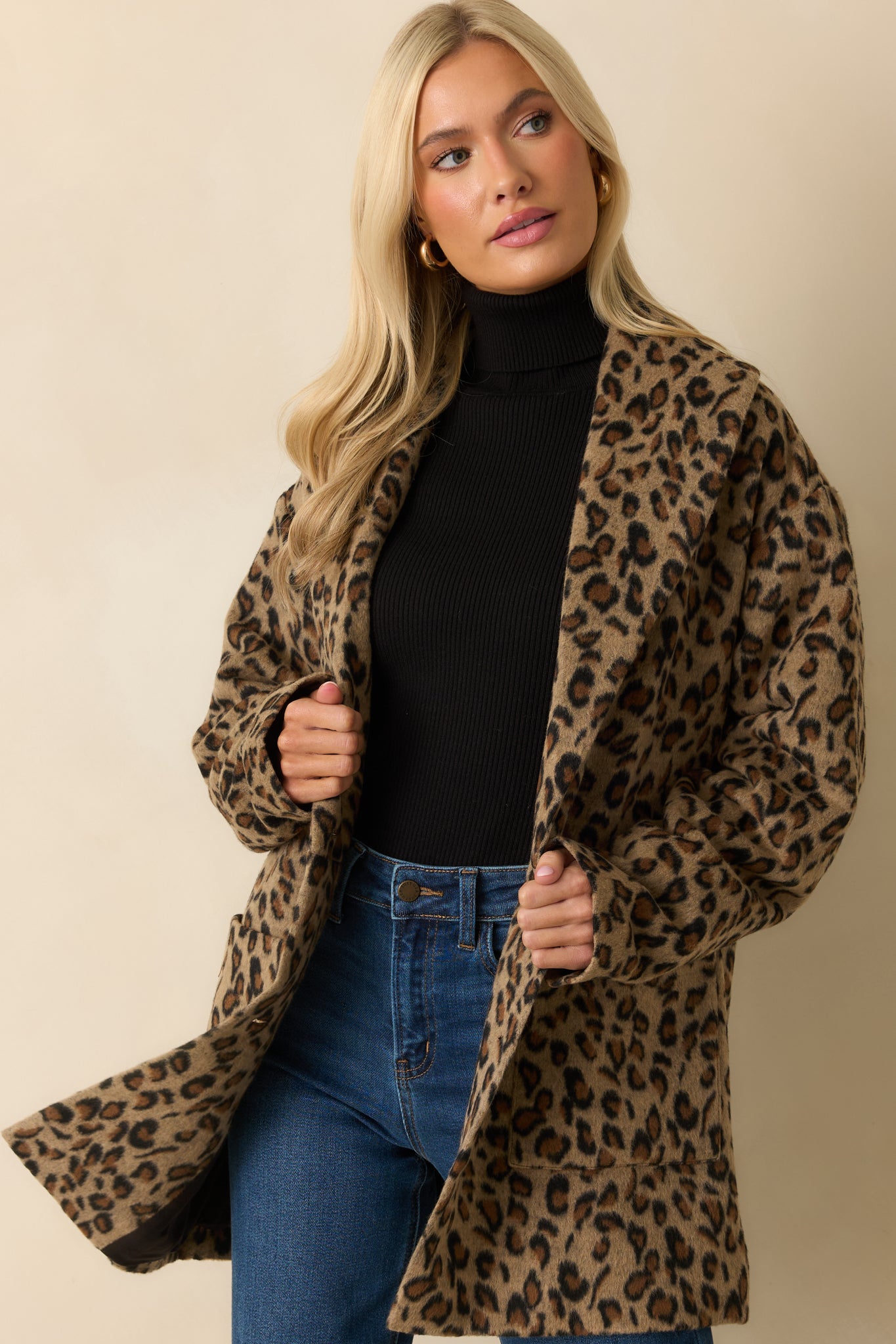 Z Supply Tan Lennon Leopard Coat | Red Dress