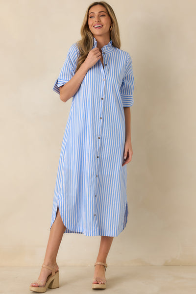 shirt dress with ruffle bottom THE RUFFLE HIGH-LOW SHIRT DRESS