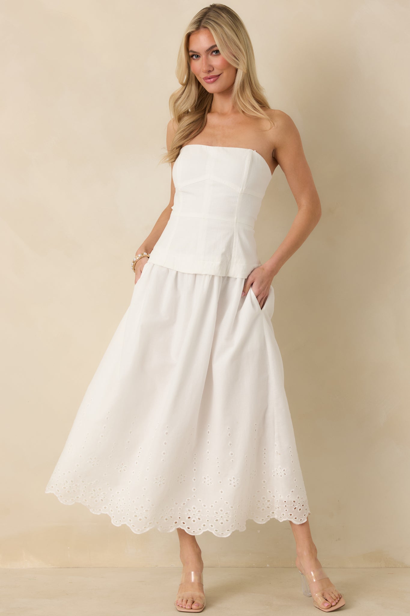 white flared skirt dress White Midi Dress with Airy Skirt, Bridal and Wedding Dress, Midi Wedding Dress, Midi White Dress, White Party Dress, Yellow Midi Dress
