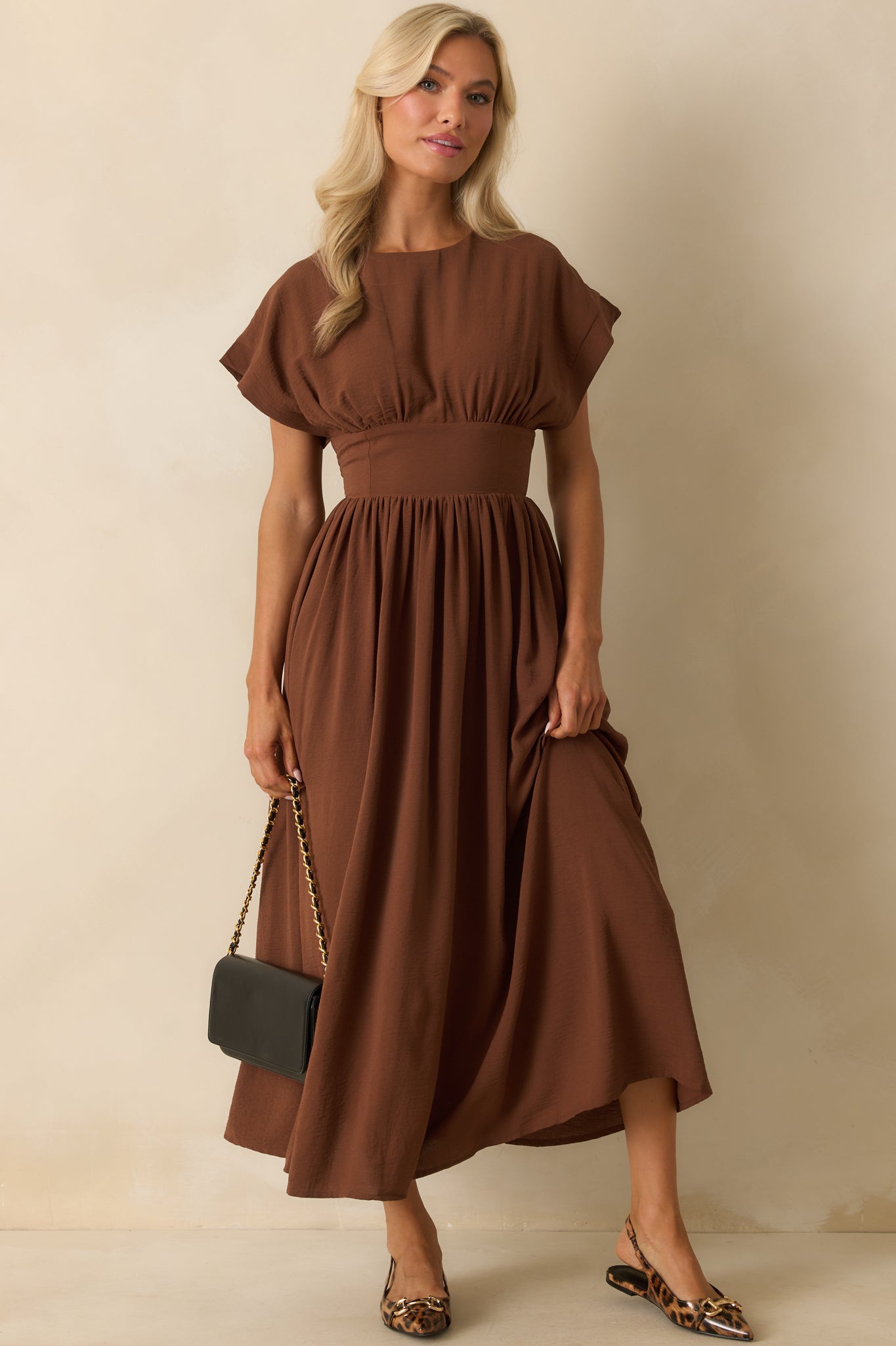 fitted lace wedding dress Coffee Cable Knit Drop Shoulder Loose Fit Sweater Dress Coffee / M / 100%Polyester