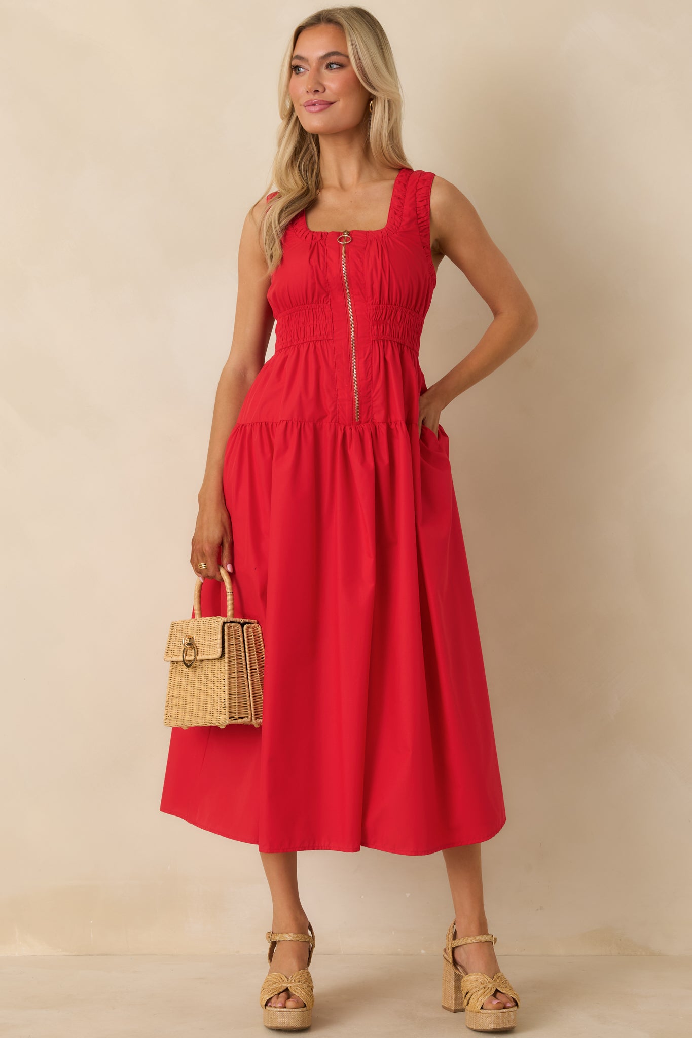 Red Sleeveless Maxi Dress - Casual Dresses