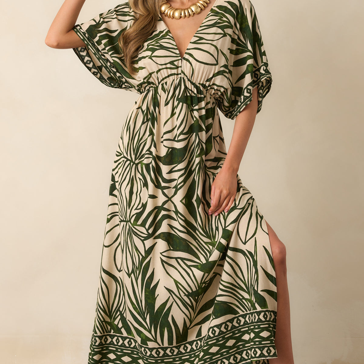 Green Palm Leaf Print Maxi Dress - Vacation Dresses | Red Dress Green Palm Leaf Print Maxi Dress - Vacation Dresses | Red Dress