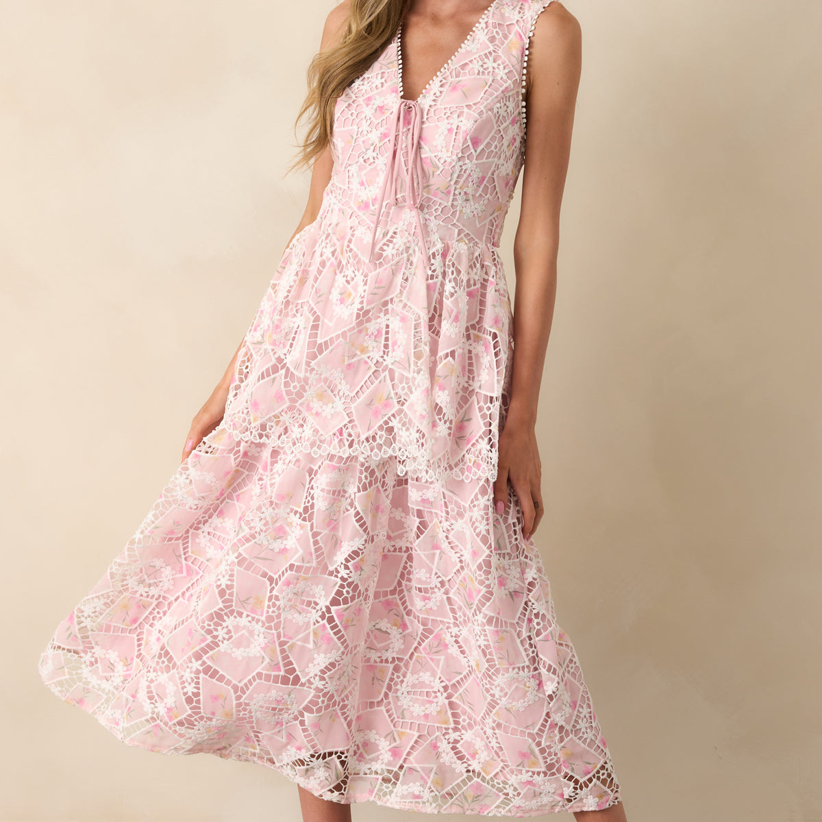 dressberry women floral embroidered fit and flare midi dress reviews Cream Lace | Purple Door Model Stats dressberry women floral embroidered fit