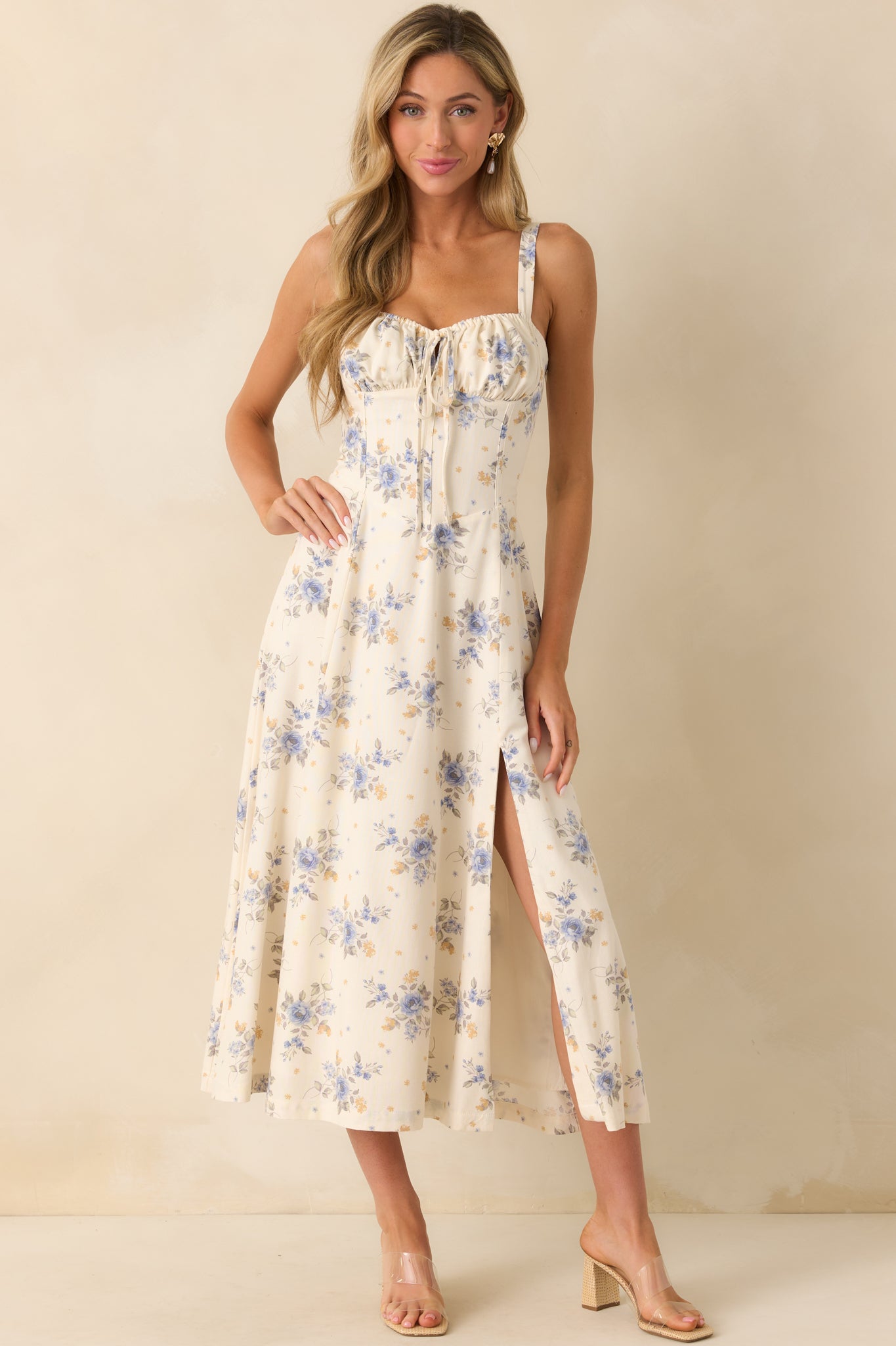 Periwinkle Floral Corset Maxi Dress - Romantic Dresses | Red Dress