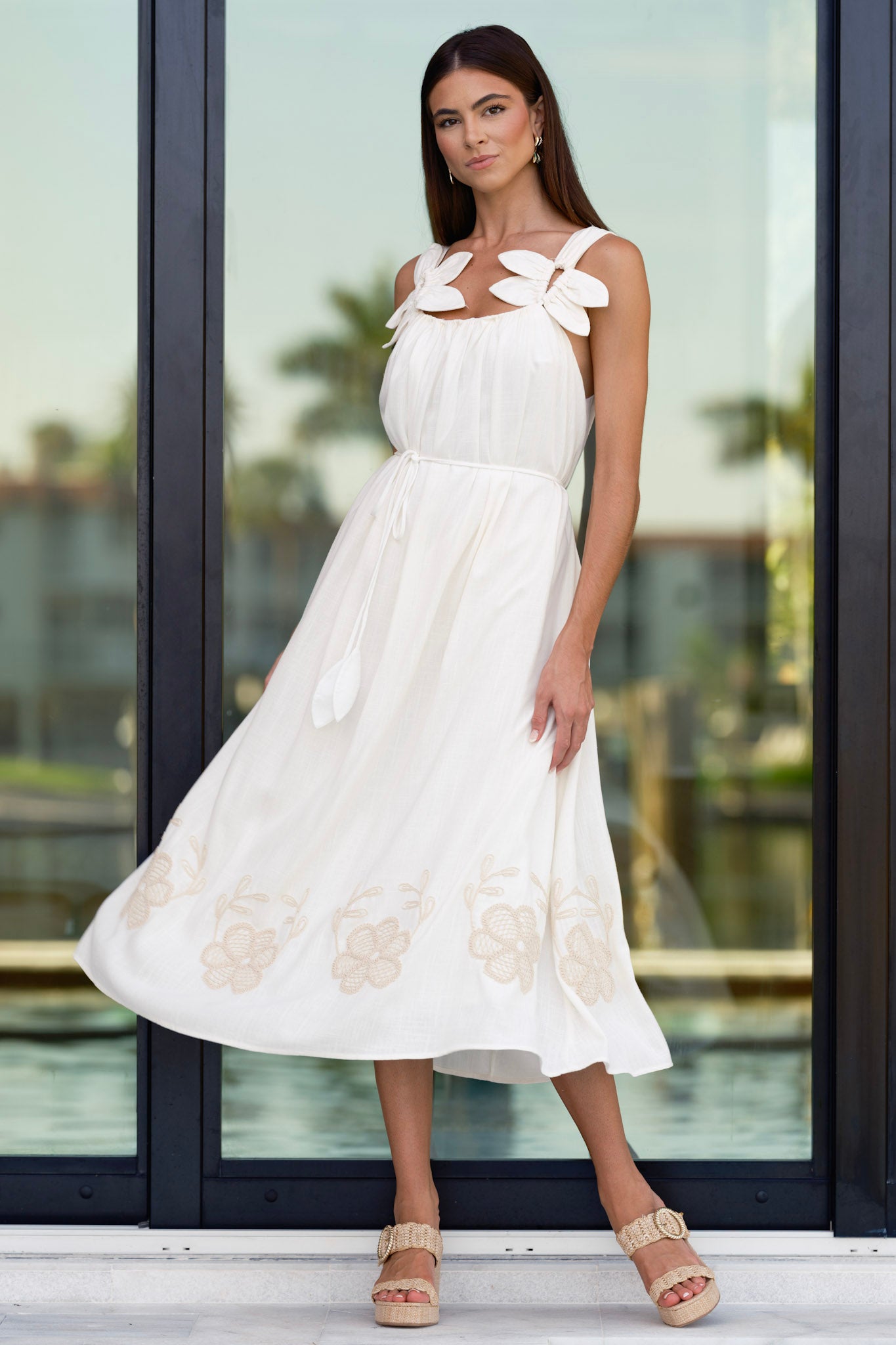 Living In The Moment Ivory Linen Blend Embroidered Maxi Dress Living In The Moment Ivory Linen Blend Embroidered Maxi Dress