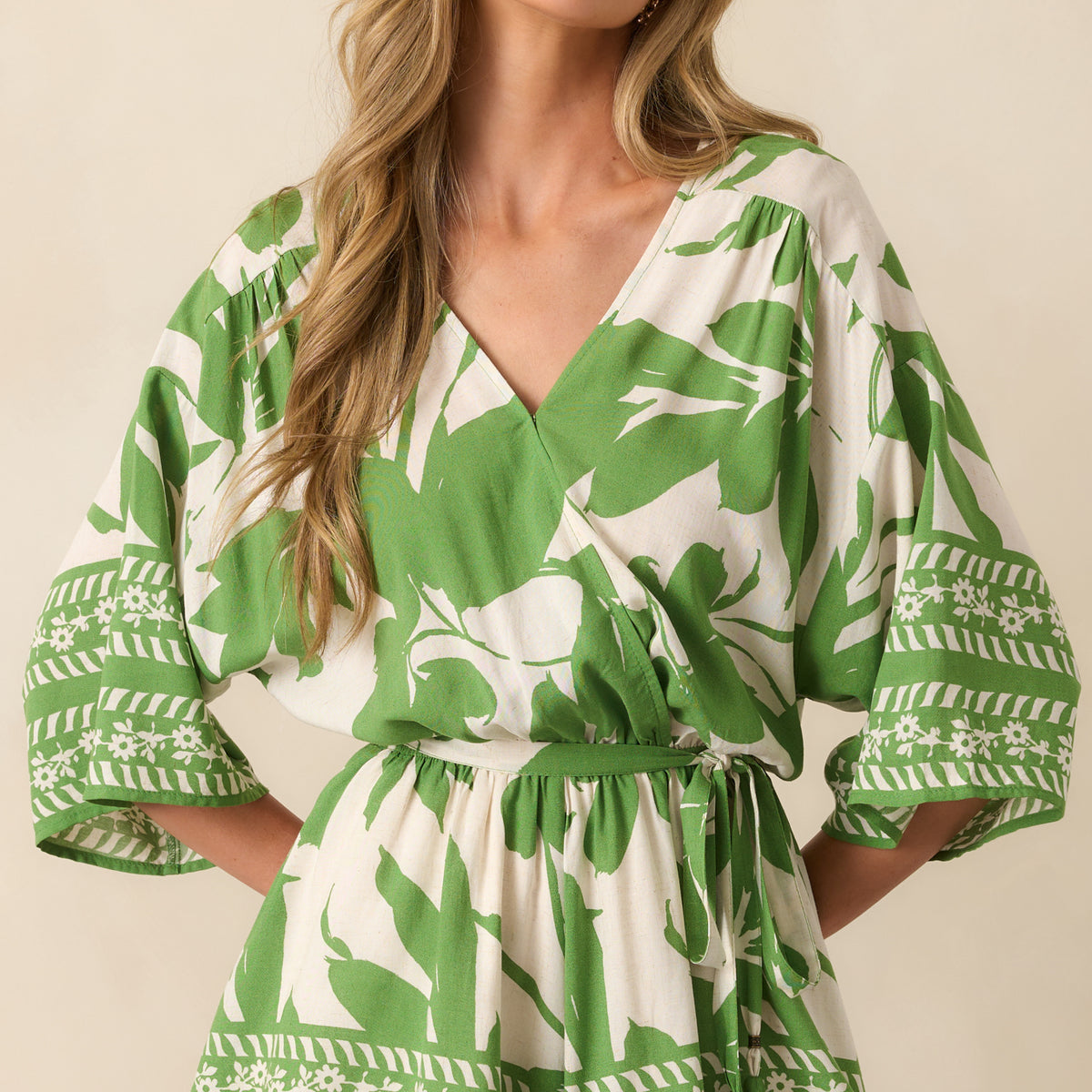 Green Tropical Print Short Sleeve Romper - All Playsuits