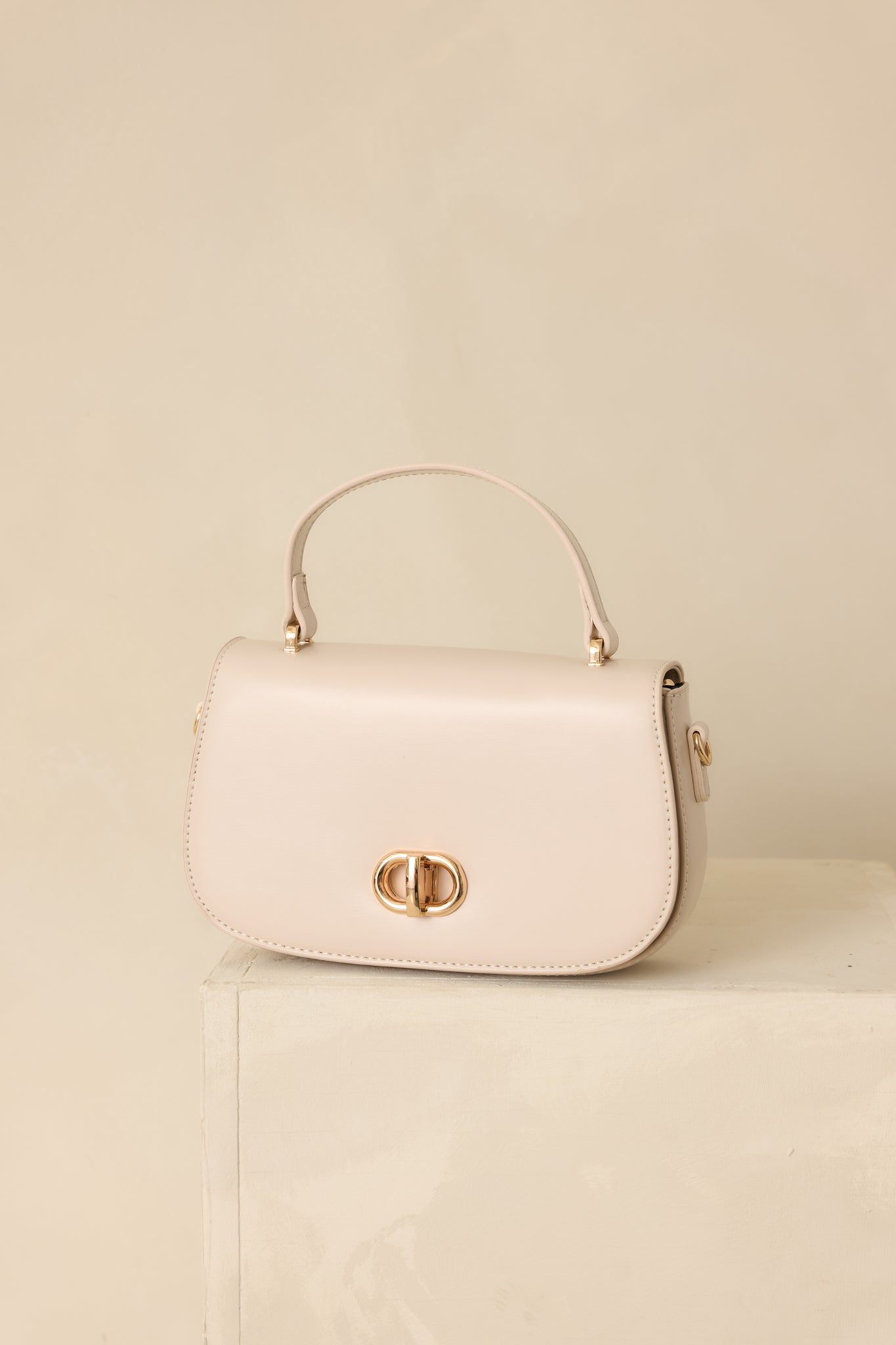 Ivory Faux Leather Flap Closure Handbag - All Handbags | Red Dress