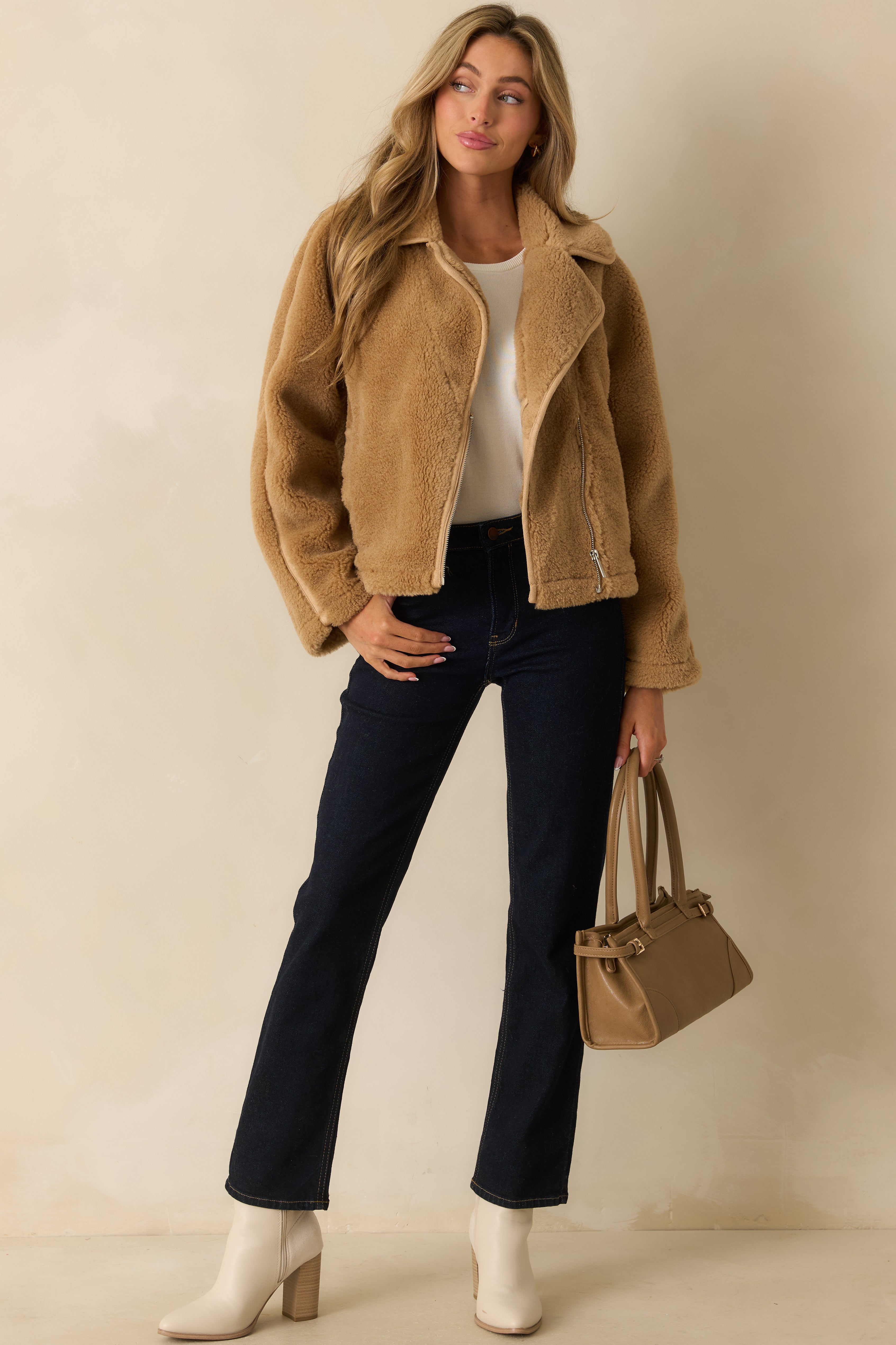 Z Supply Tan Townsend Sherpa Jacket | Red Dress