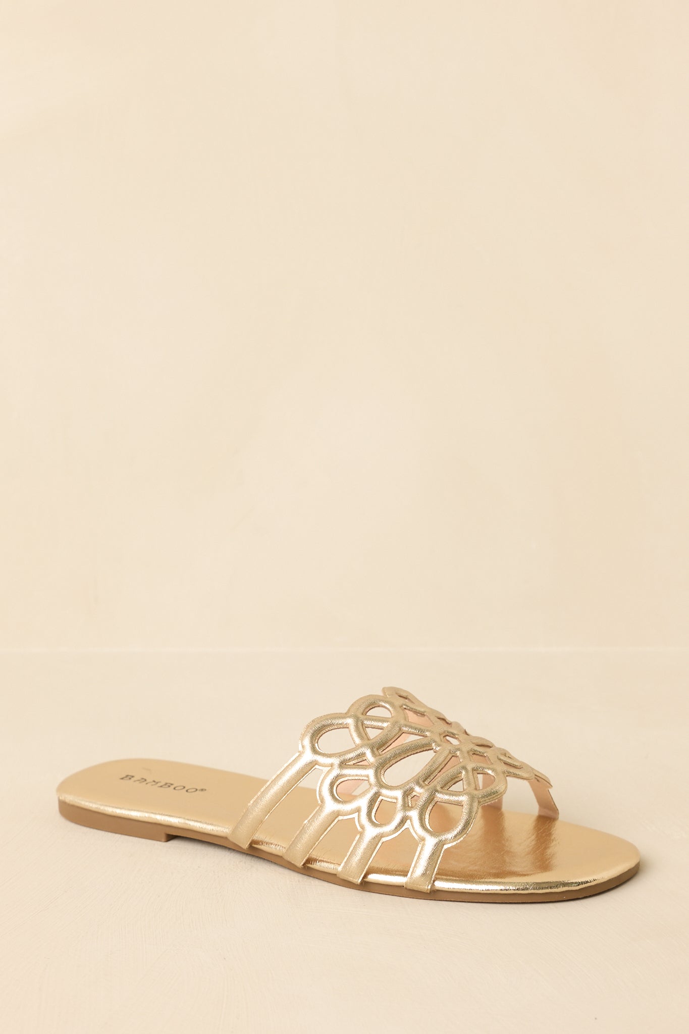 Women's Slip Into Something Pretty Gold Cutout Slide Sandals | Size: 8.5