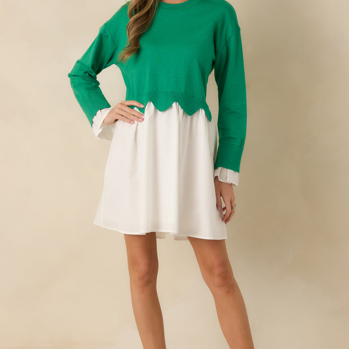 red and green sweater dress Women's Made to Charm Scalloped Mini | Color: Kelly Green | Size: M cf-color-amethyst Designed with a relaxed Tea Length Velvet Green Size:US13