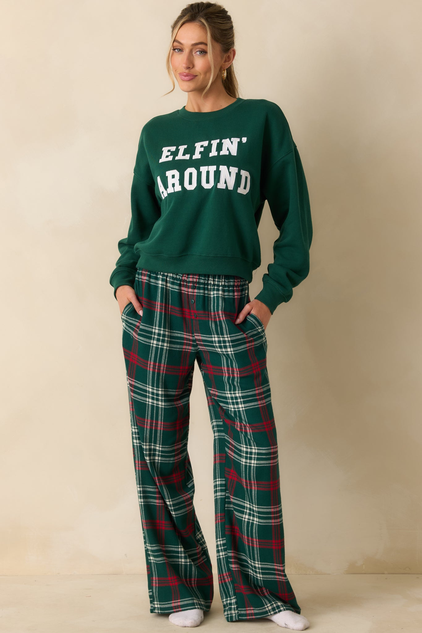 Z Supply Mistletoe Green Festive Holiday Sweatshirt | Red Dress