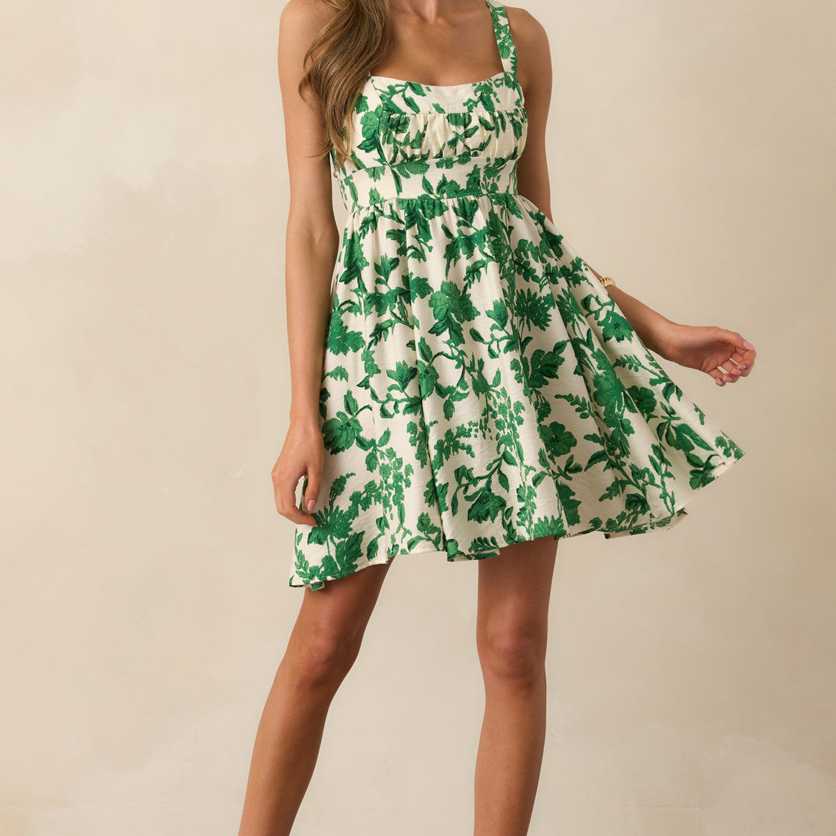 Green Floral Open Back Mini Dress - Casual Dresses | Red Dress Green Floral Open Back Mini Dress - Casual Dresses | Red Dress