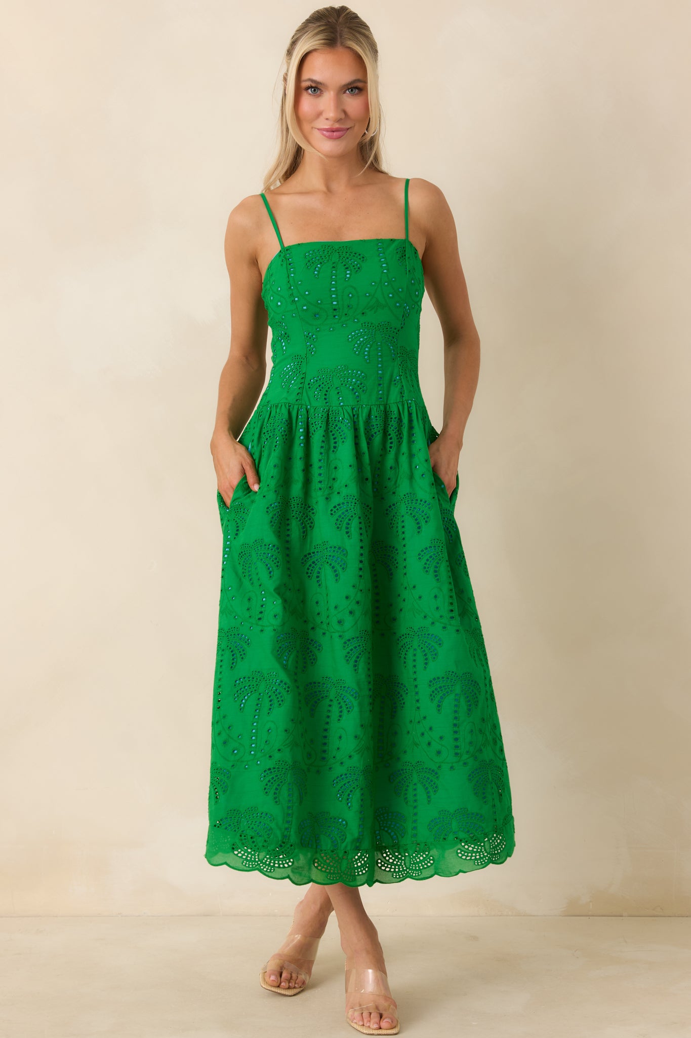 green scalloped dress Memories Are Forever Green Scalloped Dress, Large - The Mint Julep Boutique main image 1