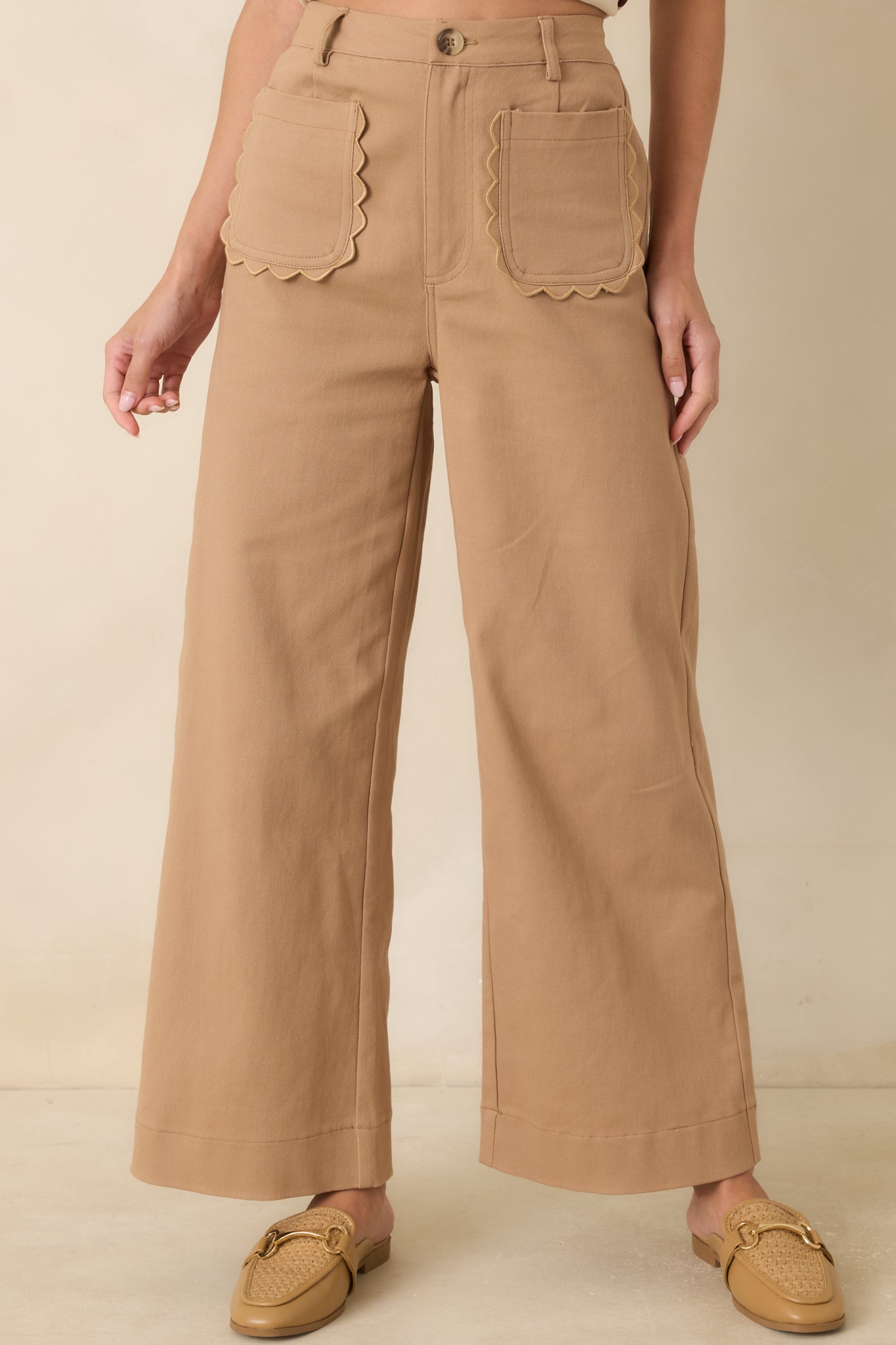 Memories Made Camel Cotton Wide Leg Pants | Entro