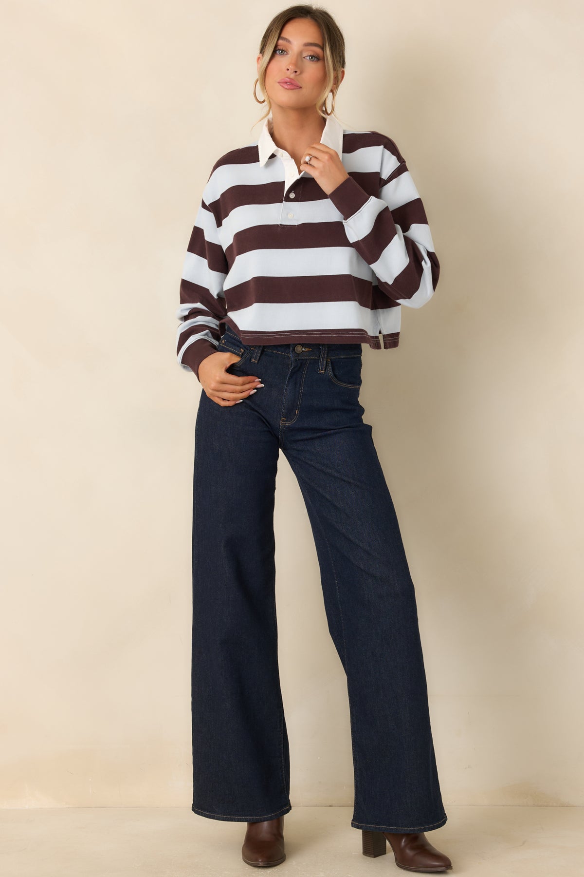 High-rise wide-leg jeans crafted from soft cotton-blend stretch denim.
