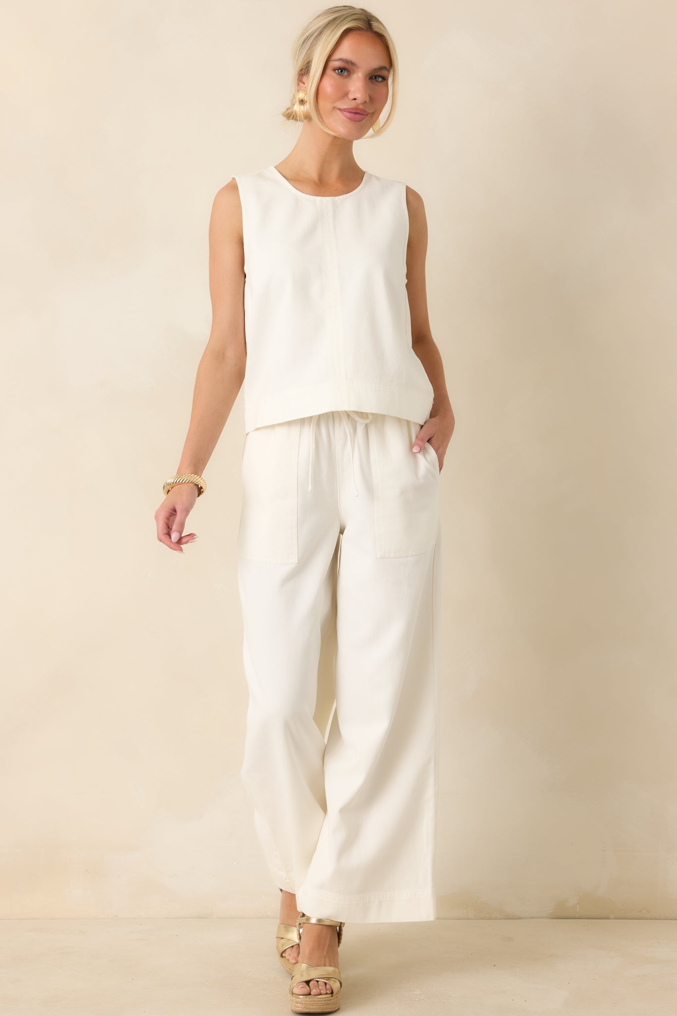 Z Supply Ivory Daycation Pants | Red Dress