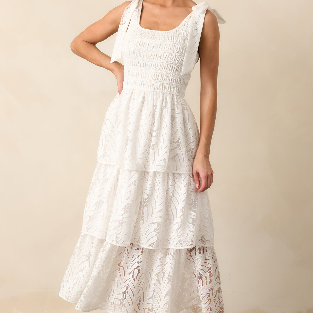 Ivory Lace Tiered Maxi Dress - For The Bride | Red Dress Ivory Lace Tiered Maxi Dress - For The Bride | Red Dress