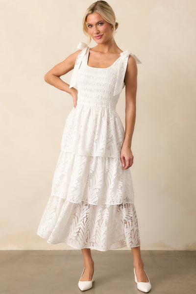 Ivory Lace Tiered Maxi Dress - For The Bride | Red Dress Ivory Lace Tiered Maxi Dress - For The Bride | Red Dress