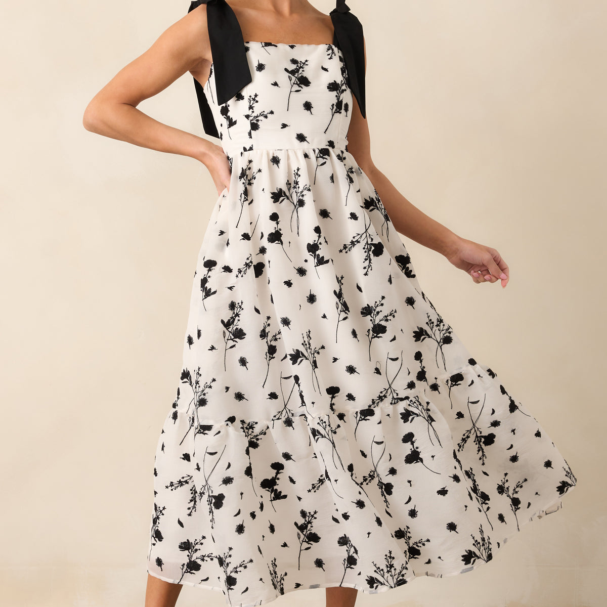 Black Floral Embroidered Midi Dress - All Dresses | Red Dress Black Floral Embroidered Midi Dress - All Dresses | Red Dress