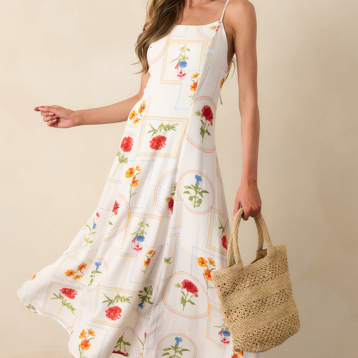 Ivory Floral Patchwork Maxi Dress - All Dresses