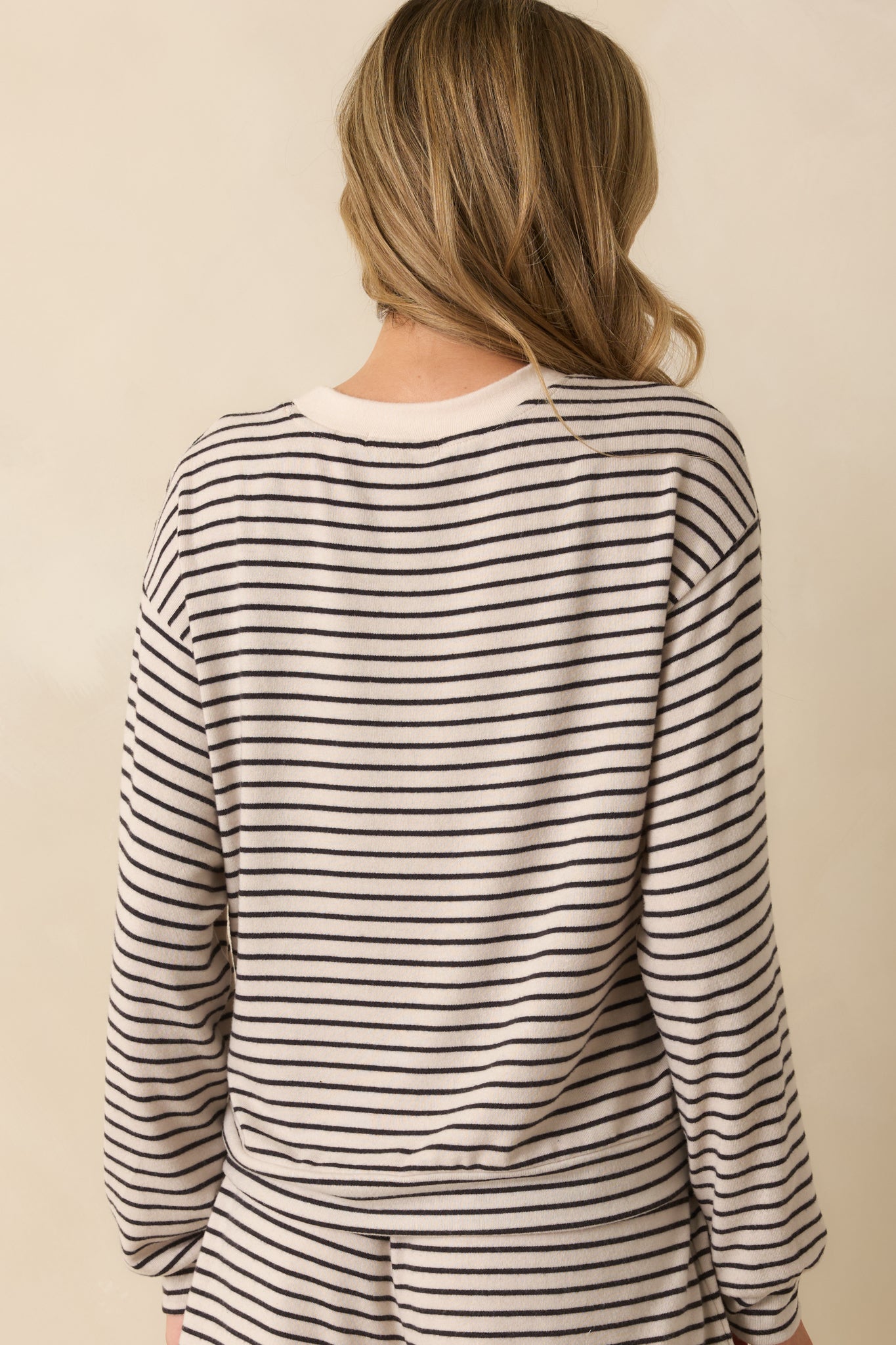 Z Supply Luxe Striped Long Sleeve Tee In Ivory | Red Dress