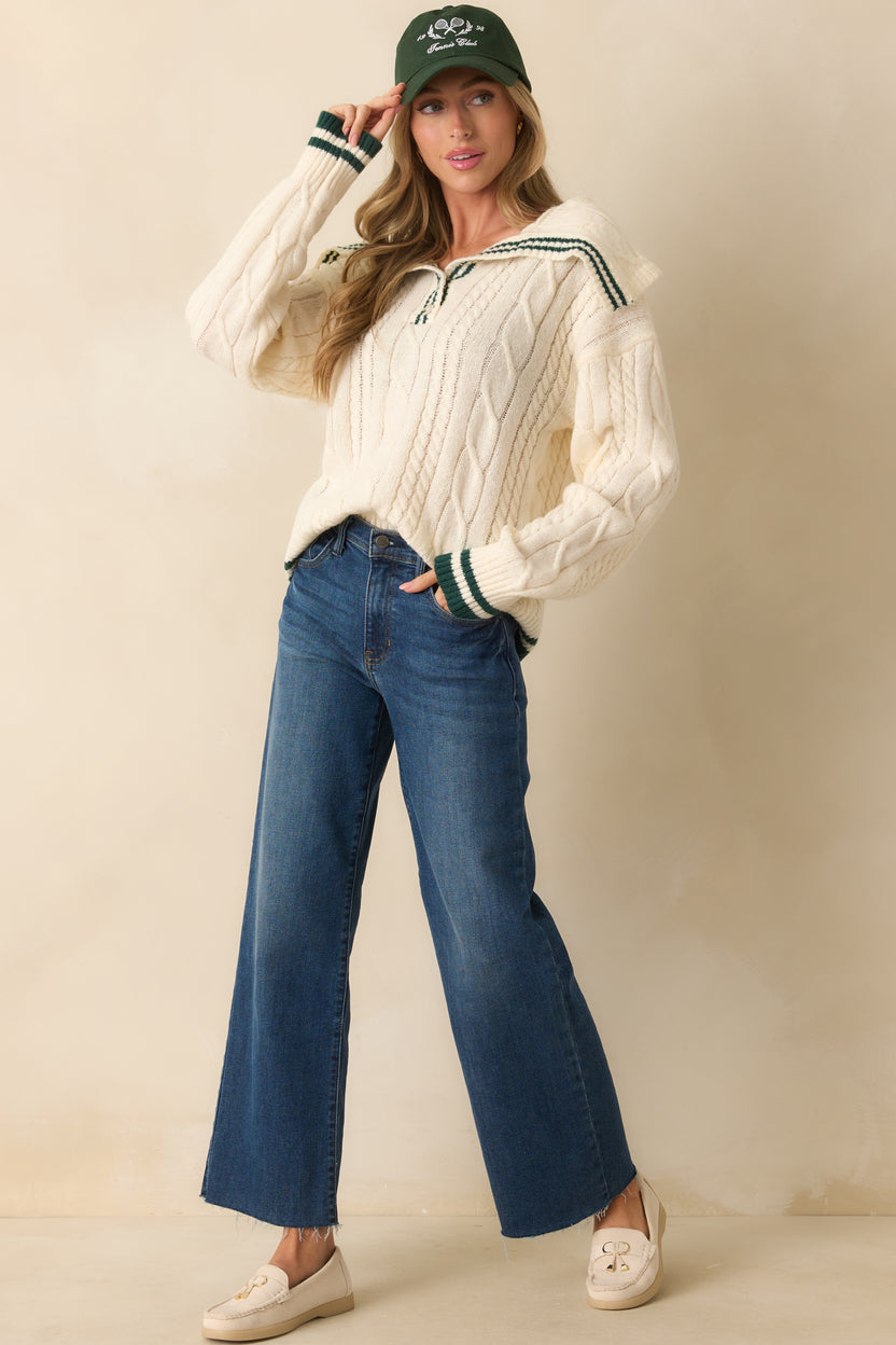 Contrast Trim Sweater Tank - Ivory/Stone main image 1