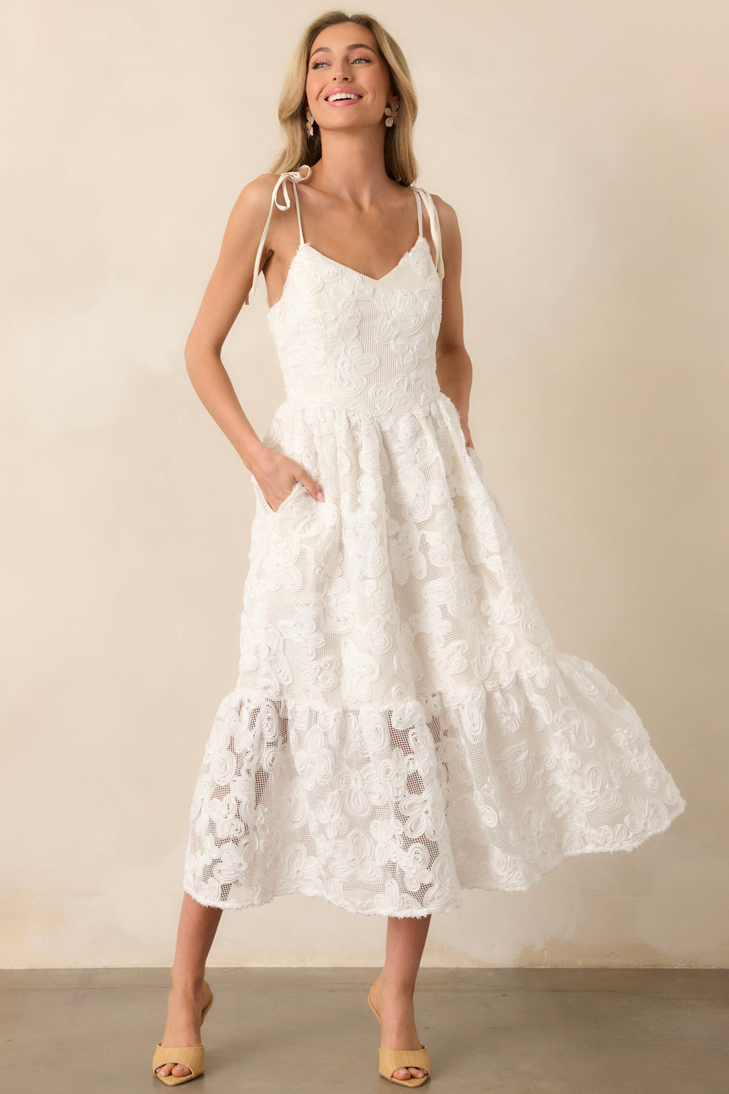 World of Possibilities Ivory Floral Lace Maxi Dress World of Possibilities Ivory Floral Lace Maxi Dress