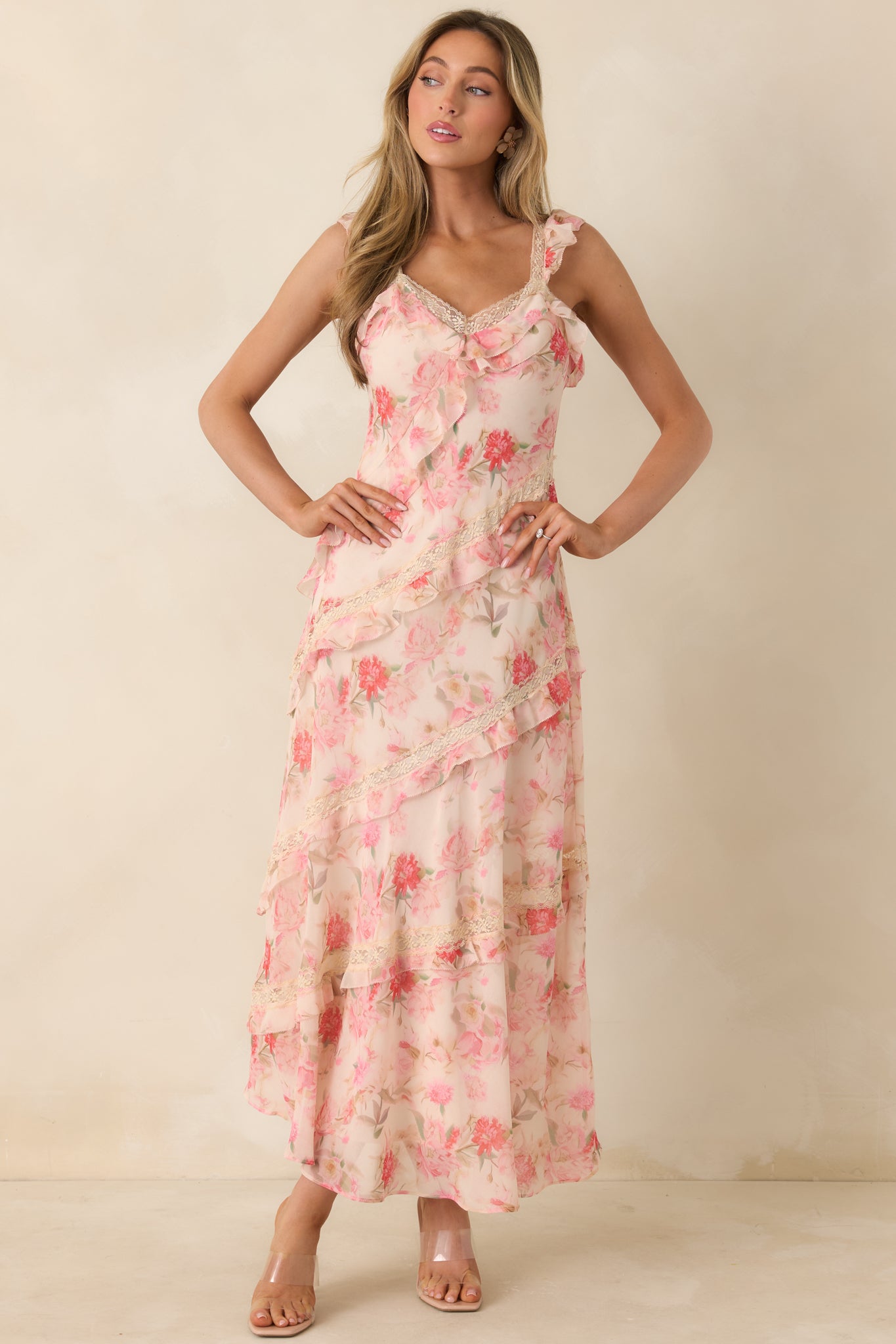 light pink formal dress long Light Pink Tulle Off The Shoulder Dress – alinanova main image 1