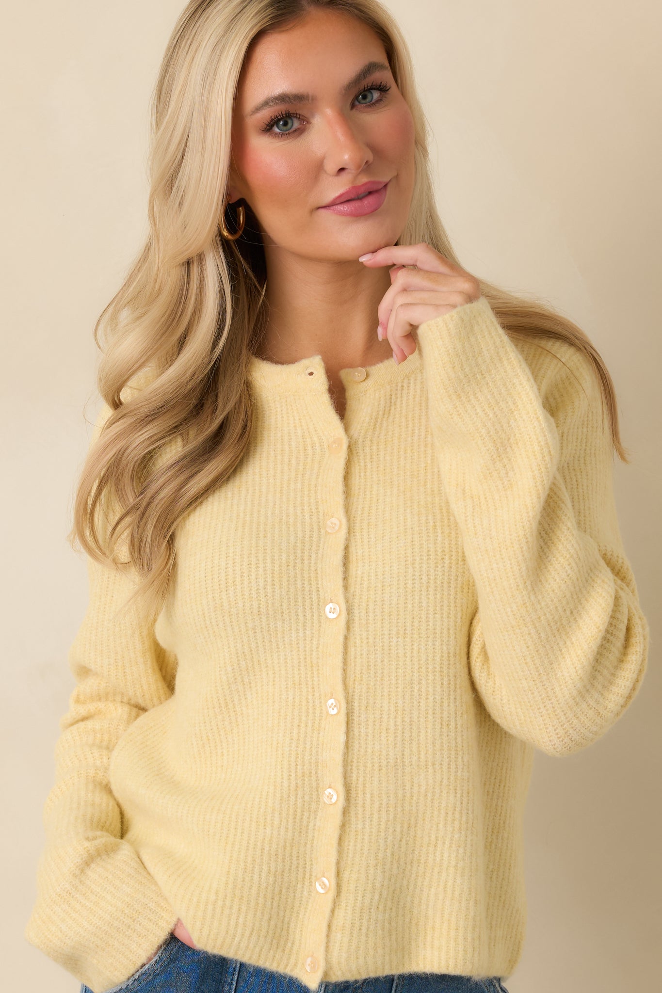 Z Supply Light Yellow Medina Rib Cardi | Red Dress
