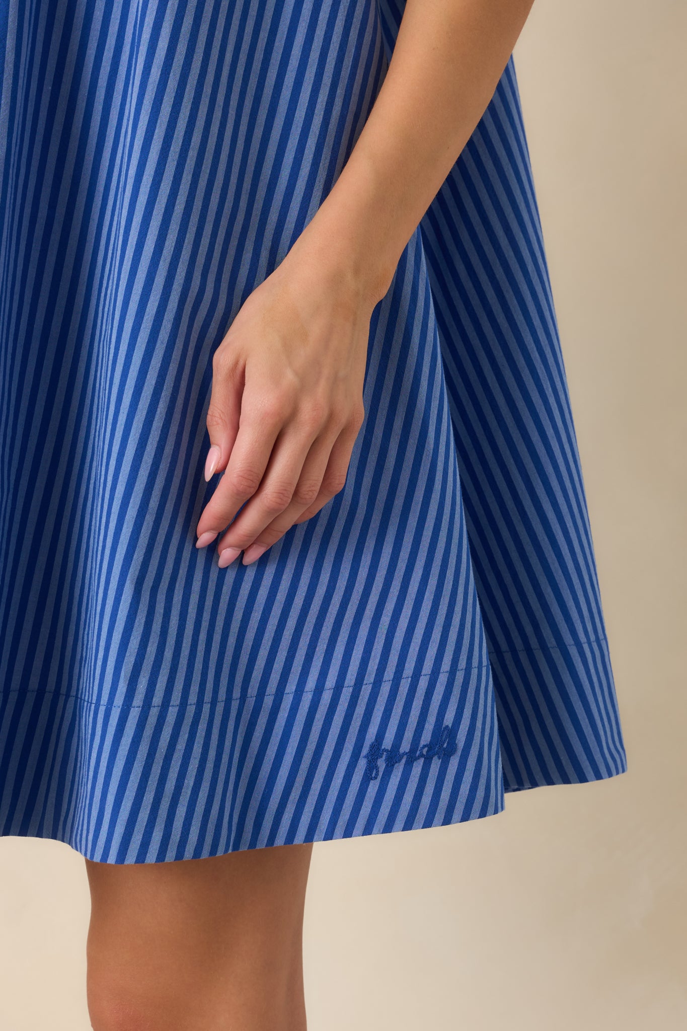 Close look at the lightweight cotton texture, and Striped pattern